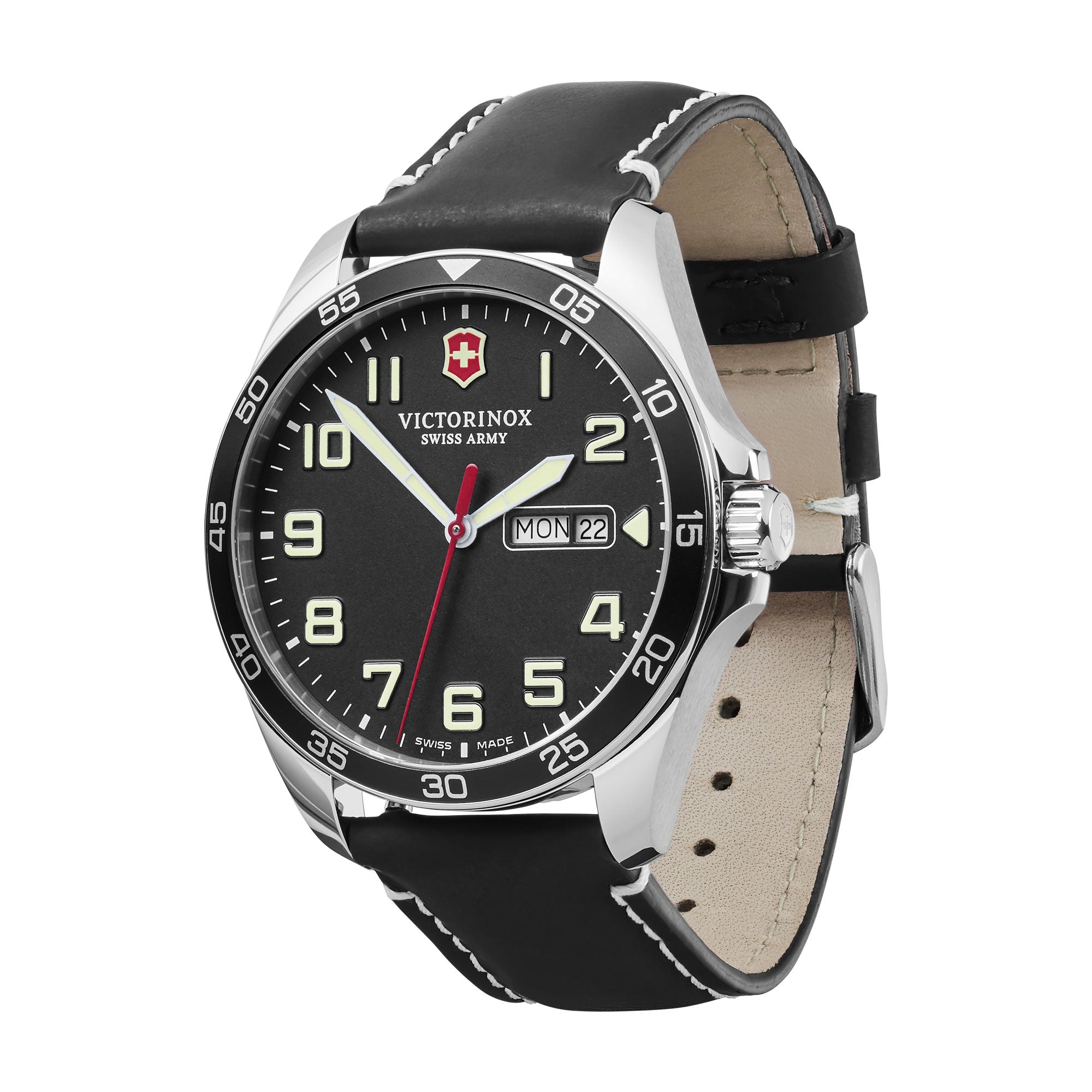 Victorinox FieldForce Watch - Black - Black Leather Strap