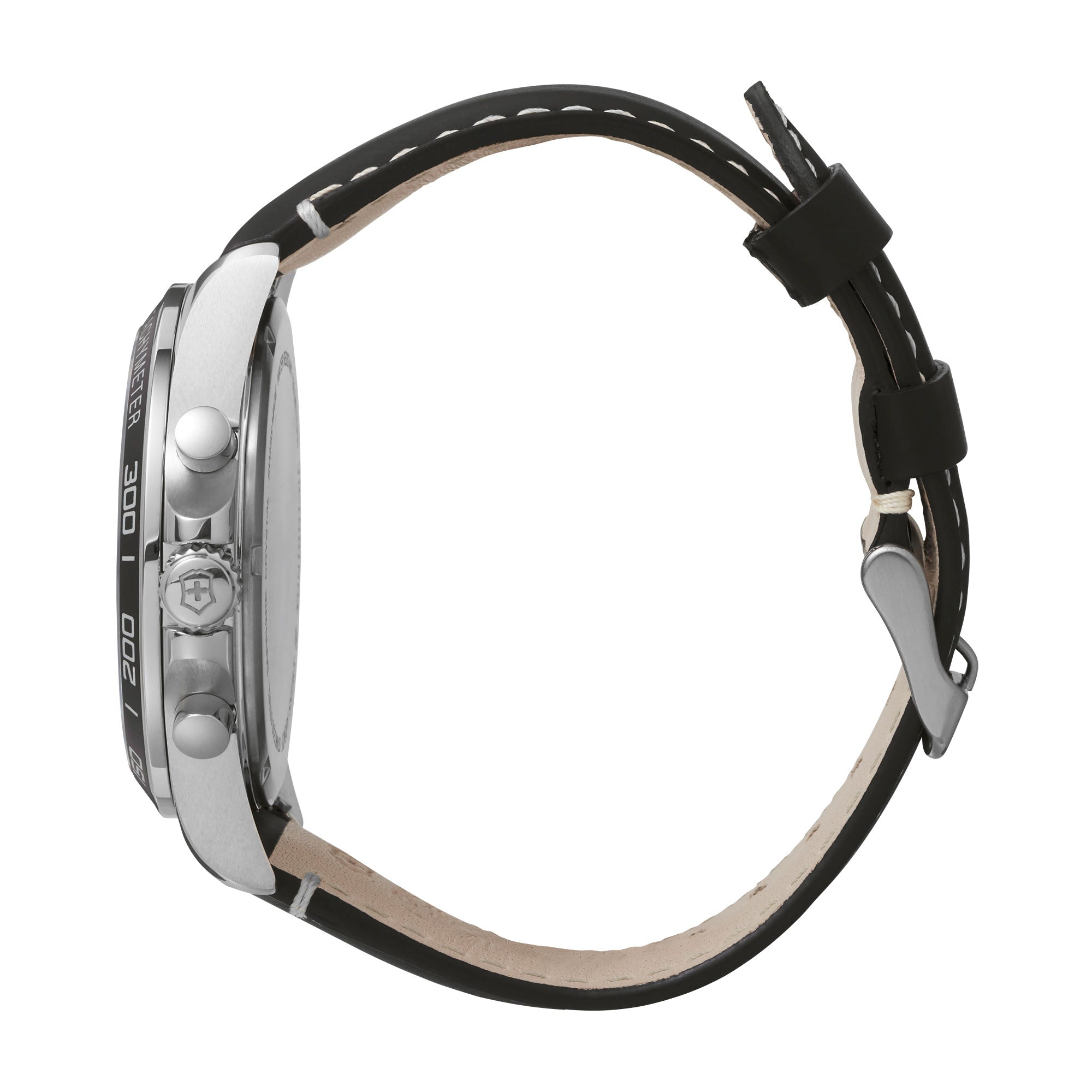 Victorinox FieldForce Chronograph Watch - Black  - Black Leather Strap