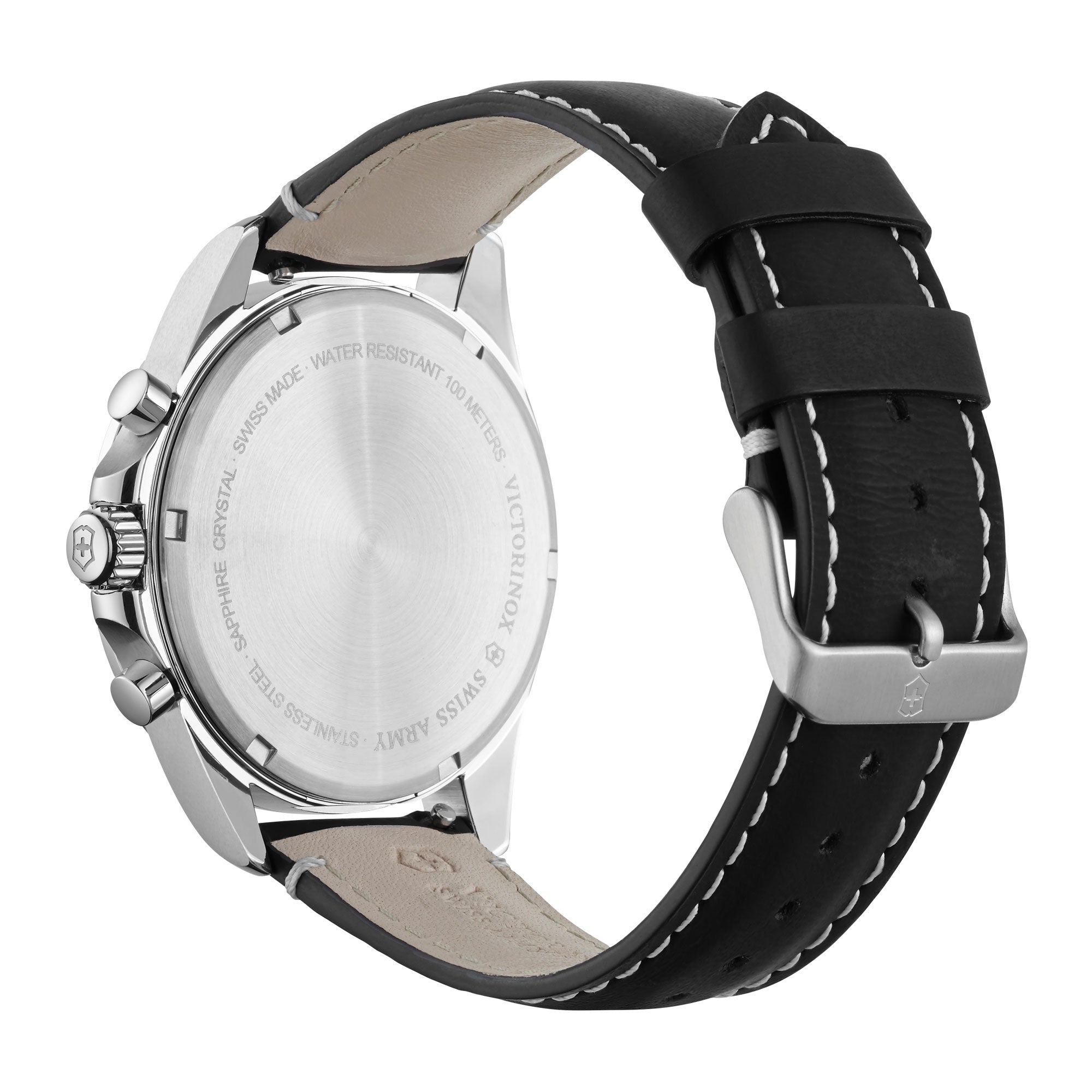 Victorinox FieldForce Chronograph Watch - Black  - Black Leather Strap