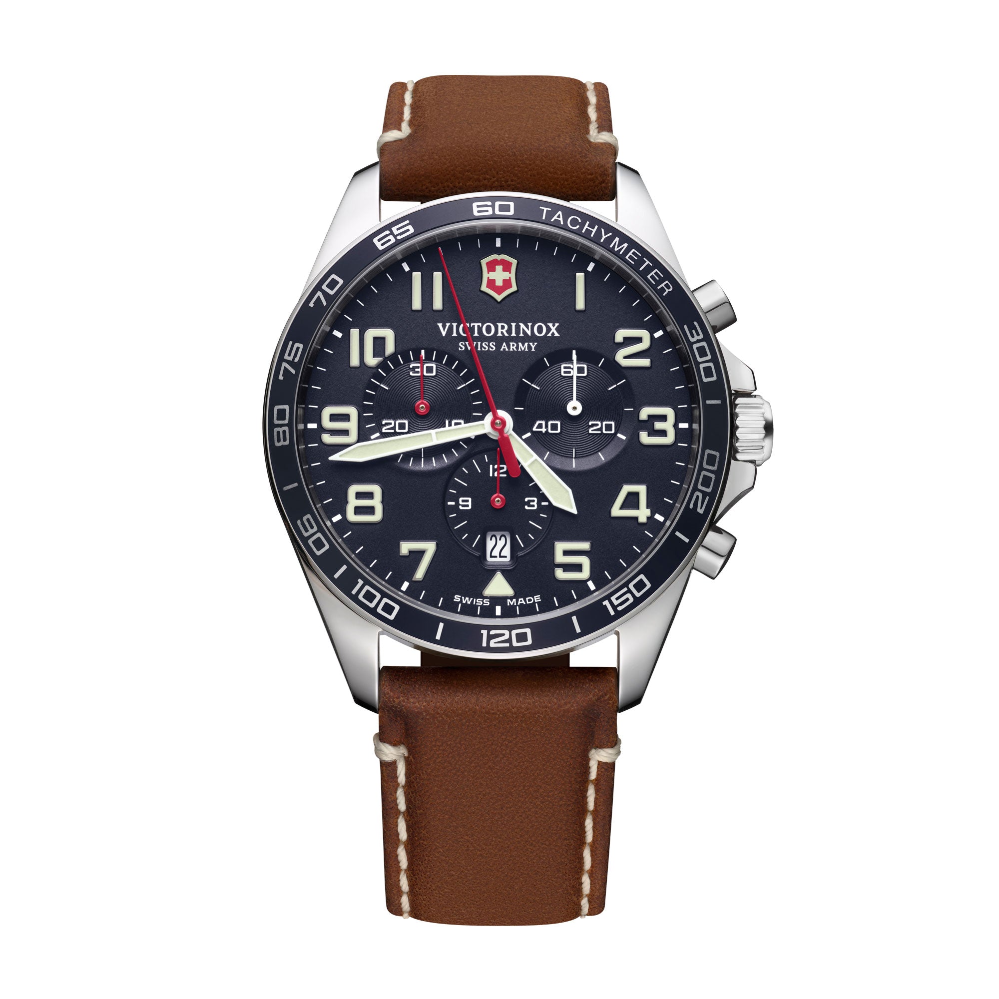 Victorinox FieldForce Chronograph Watch - Blue - Brown Leather Strap