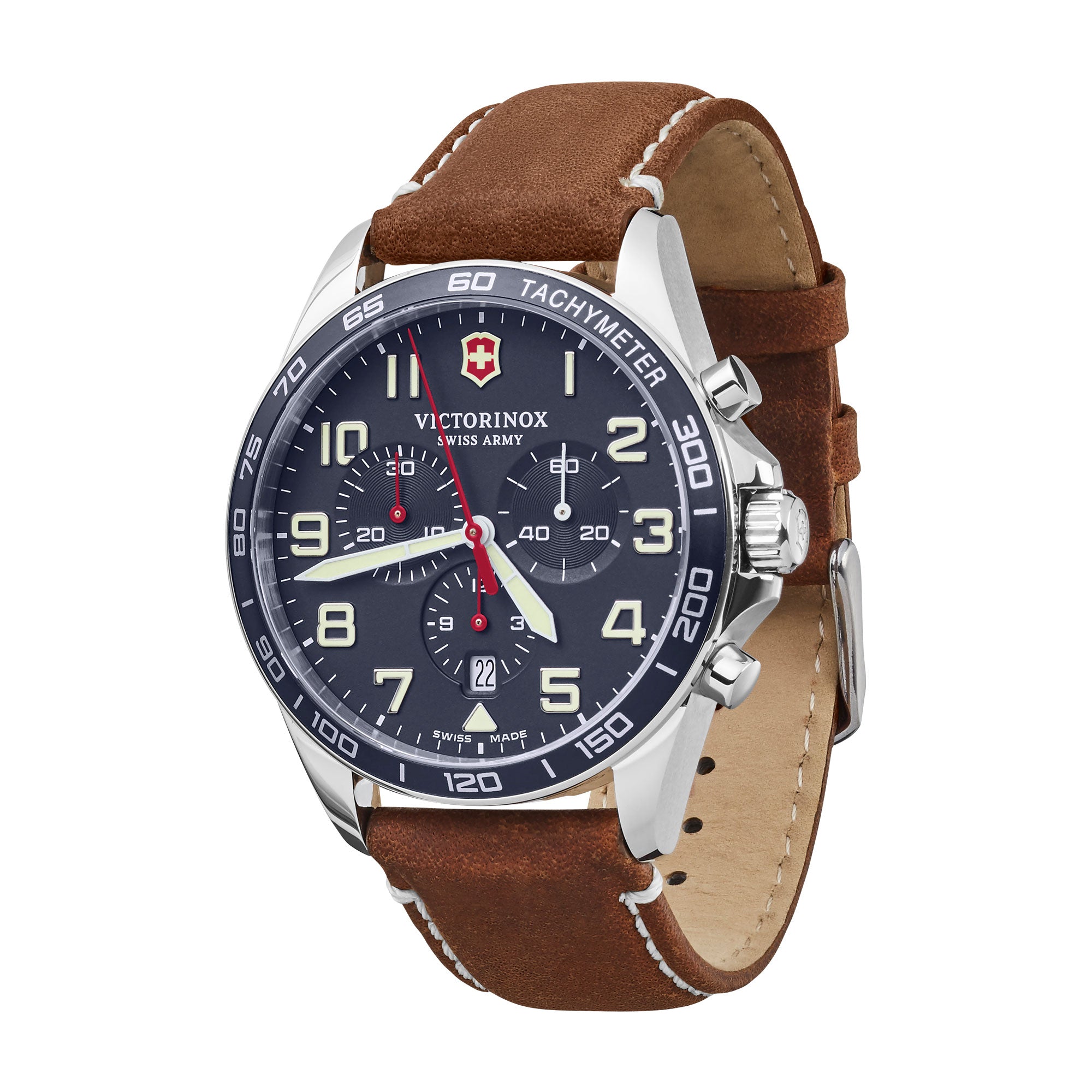 Victorinox FieldForce Chronograph Watch - Blue - Brown Leather Strap