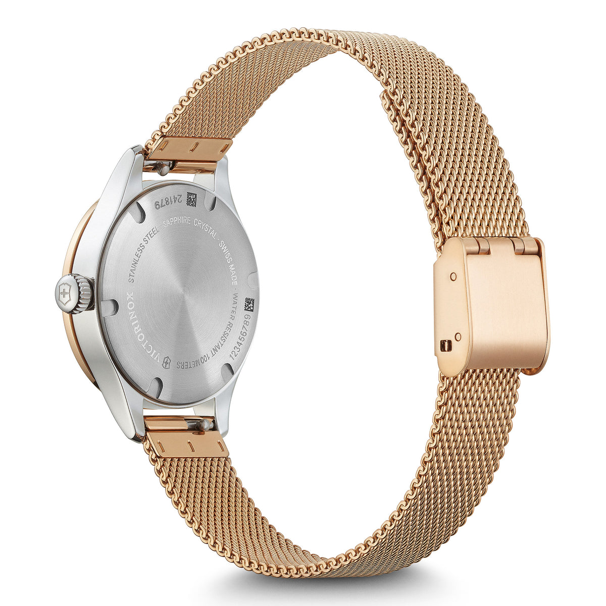 Victorinox Alliance XS White Mother of Pearl Dial on Gold PVD Mesh Bracelet