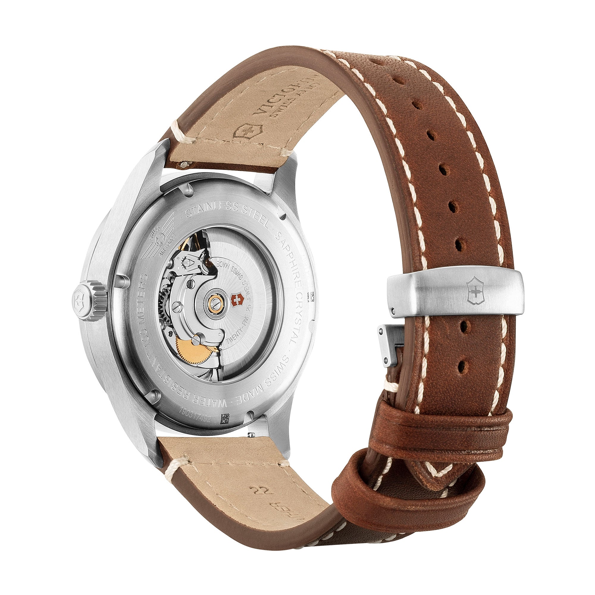 Victorinox Airboss Mechanical Watch - Blue - Brown Leather Strap
