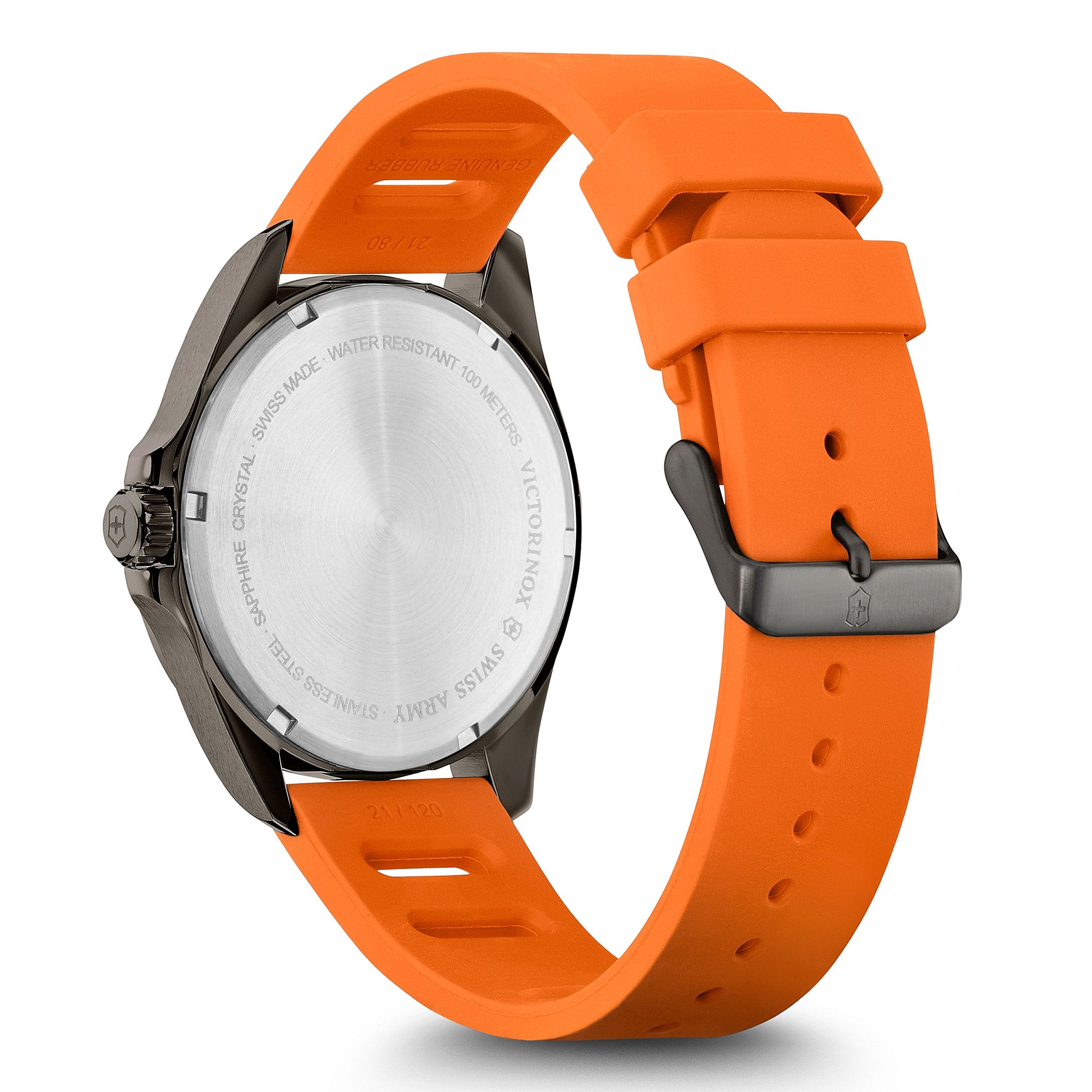 Victorinox FieldForce GMT Watch - Gun Metal - Orange Rubber Strap