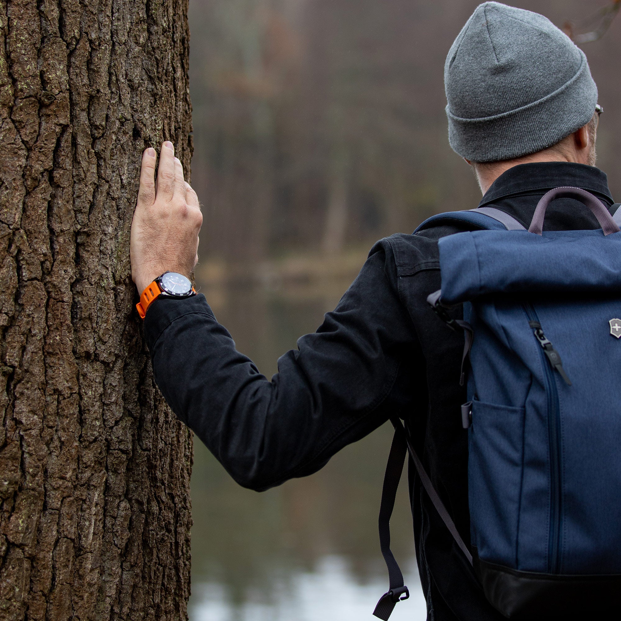 Victorinox FieldForce GMT Watch - Gun Metal - Orange Rubber Strap