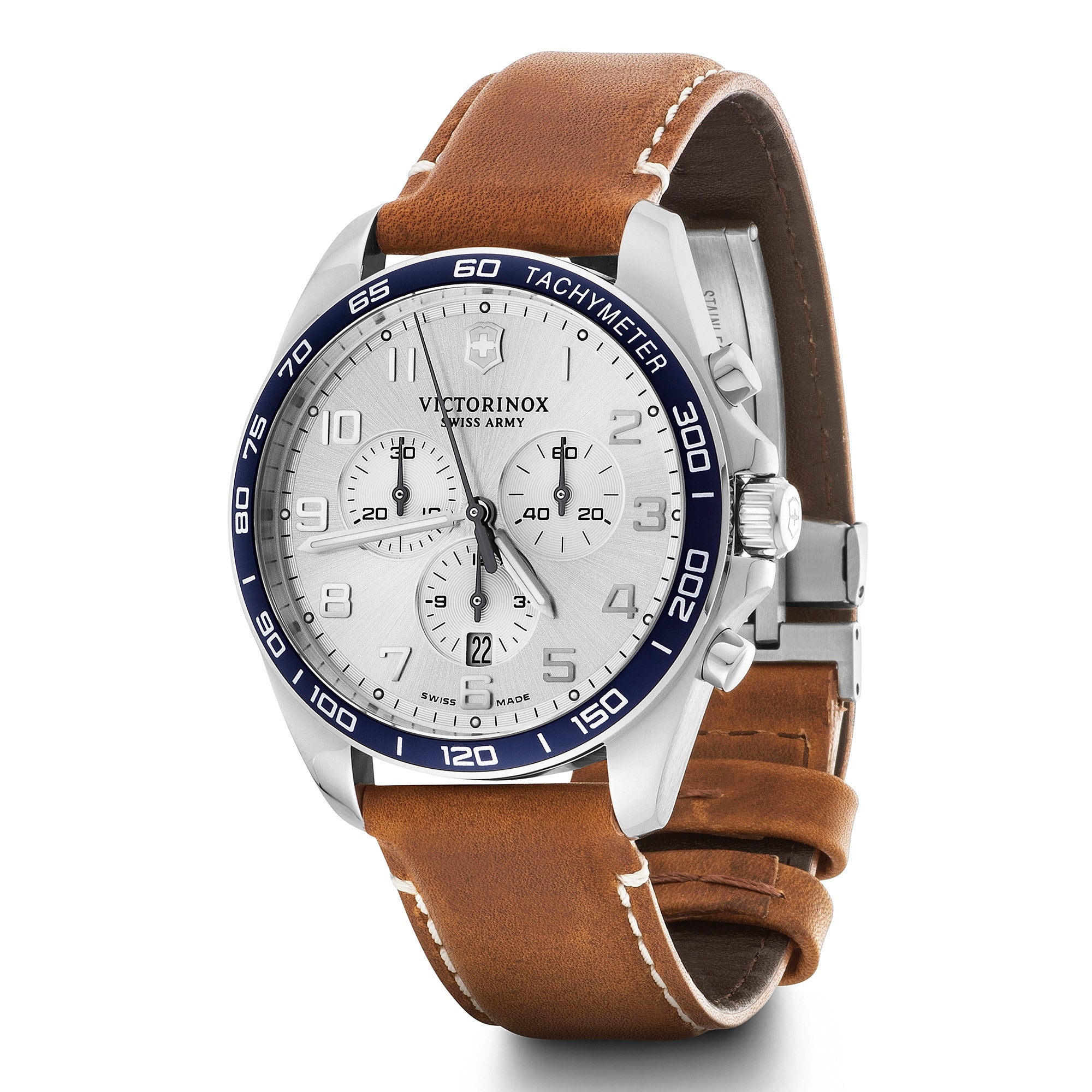 Victorinox FieldForce Classic Chronograph Watch - Silver -Brown Leather Strap