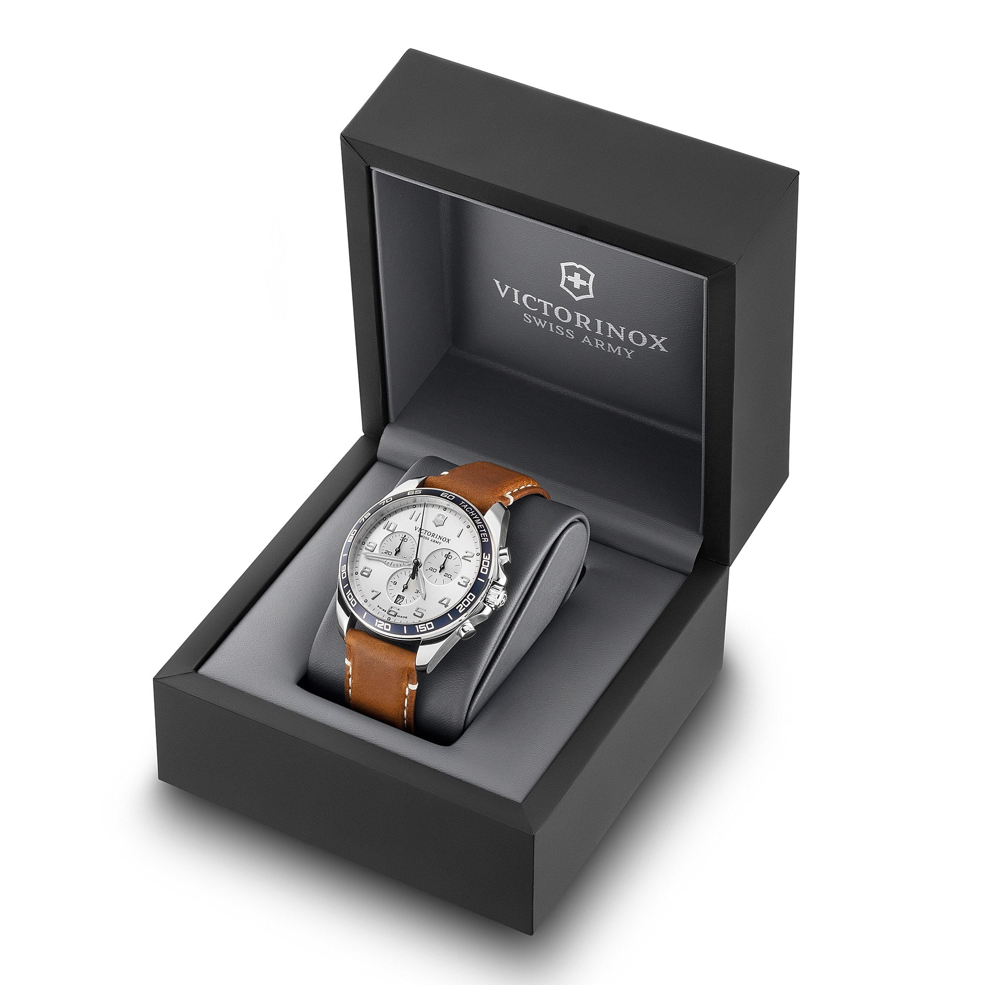 Victorinox FieldForce Classic Chronograph Watch - Silver -Brown Leather Strap