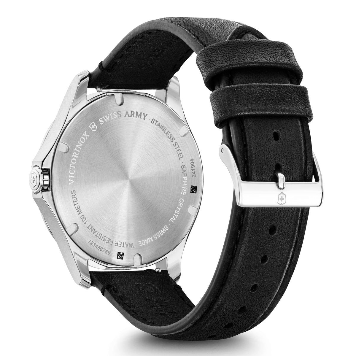 Victorinox Alliance Black Dial on Black Leather Strap