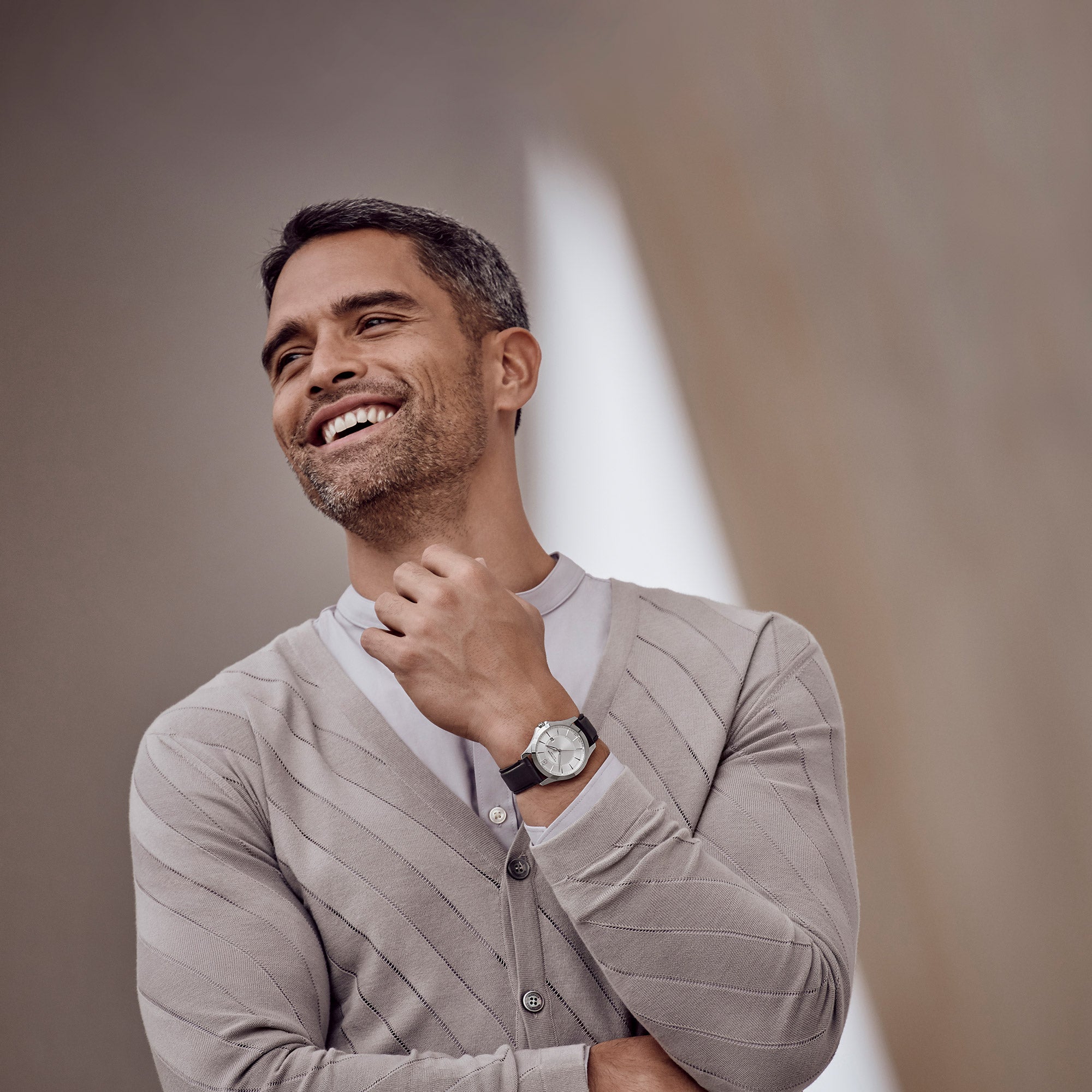 Victorinox Alliance Watch - Silver - Black Leather Strap