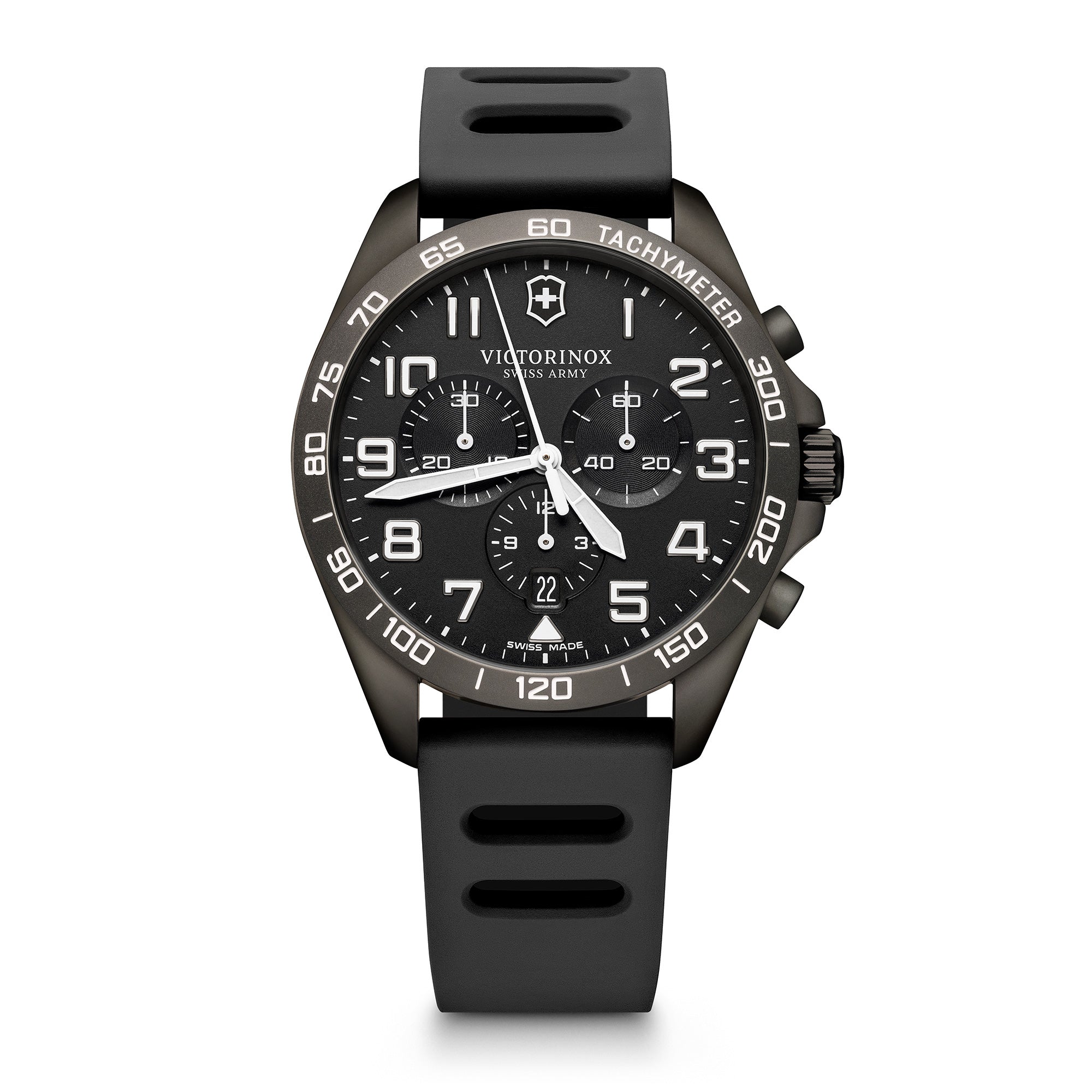 Victorinox FieldForce Sport Chronograph Watch - Black - Black Rubber Strap
