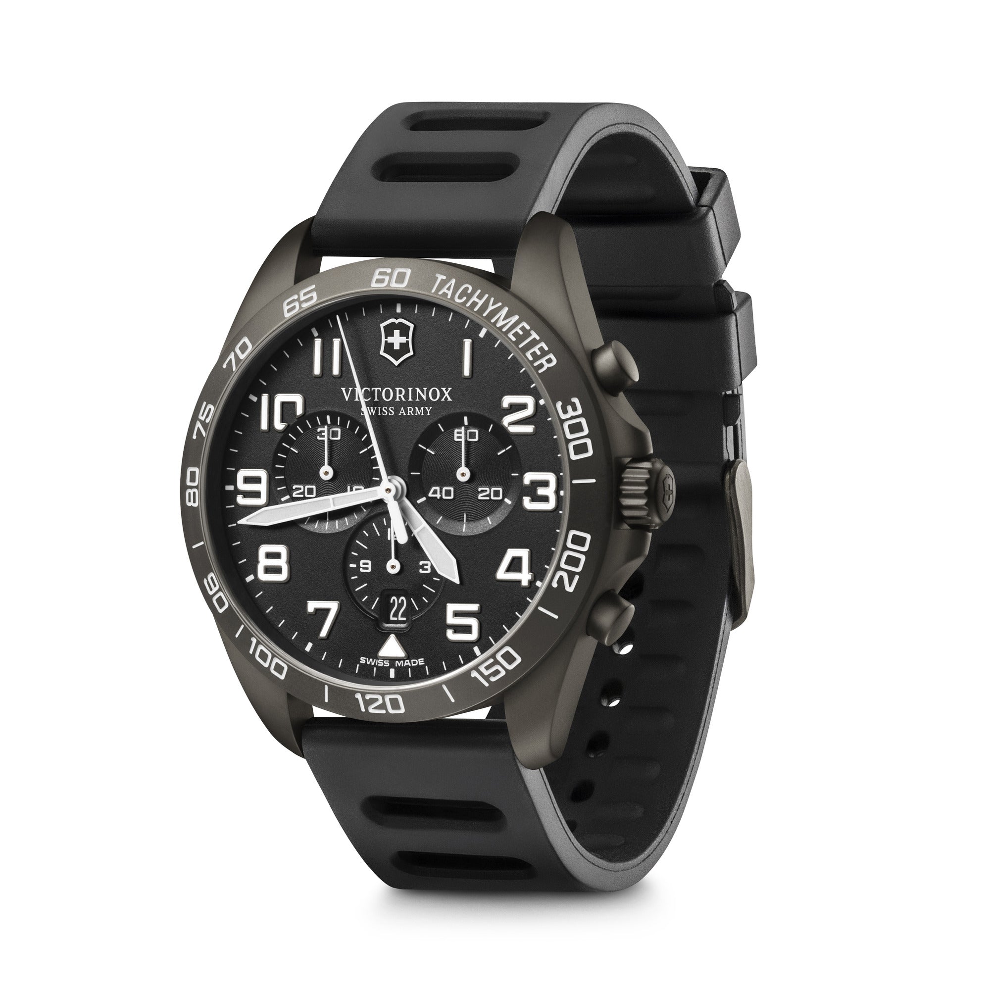 Victorinox FieldForce Sport Chronograph Watch - Black - Black Rubber Strap