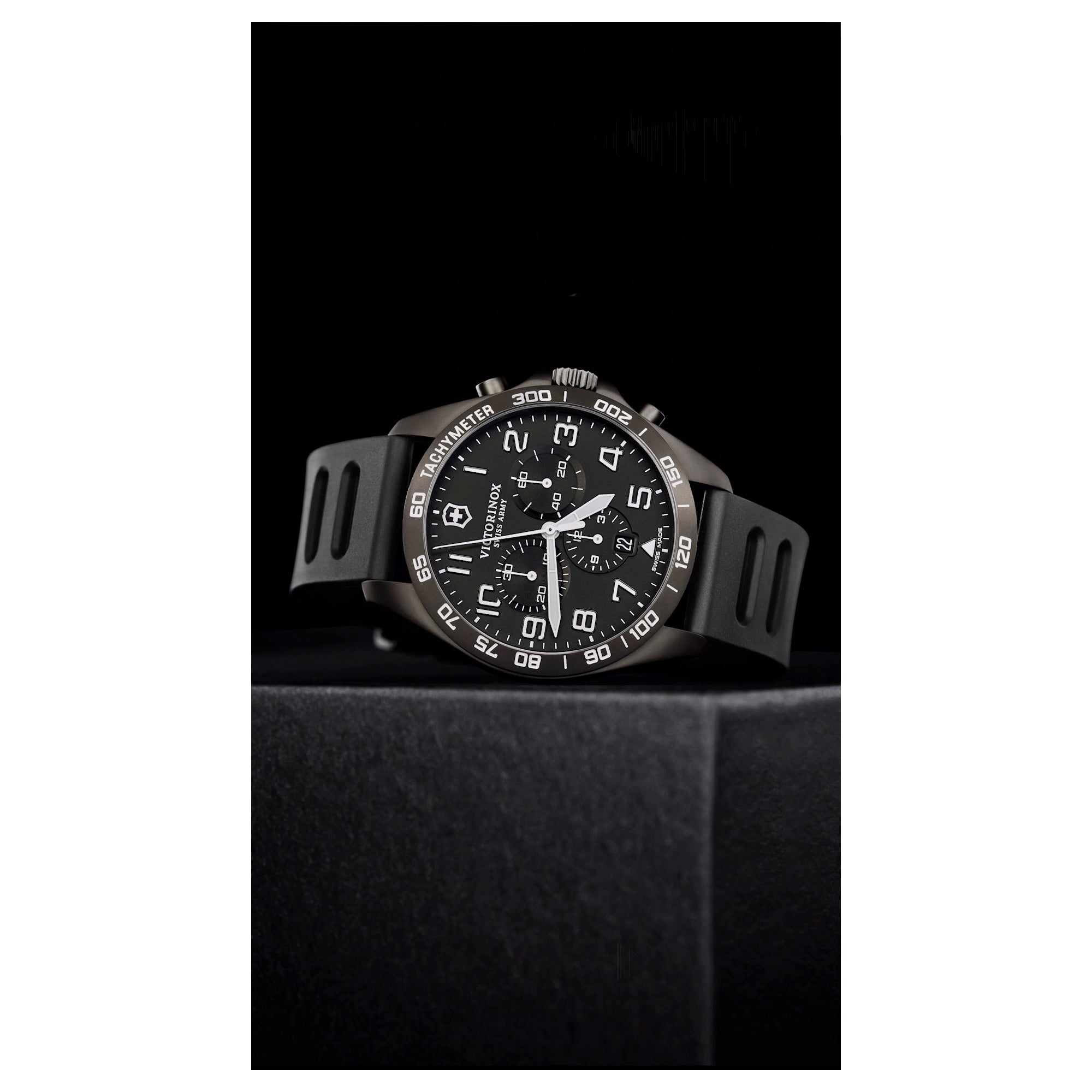 Victorinox FieldForce Sport Chronograph Watch - Black - Black Rubber Strap
