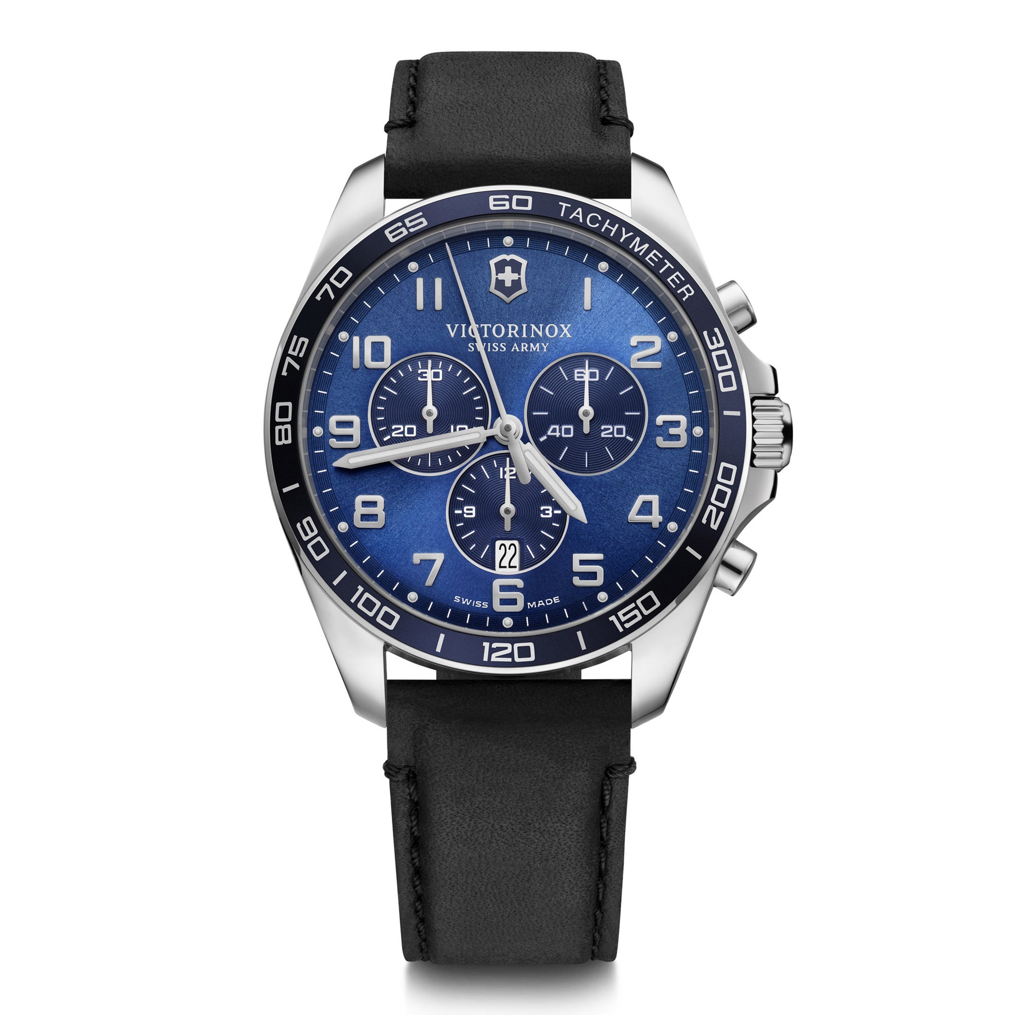 Victorinox FieldForce Classic Chronograph Watch - Blue - Black Leather Strap