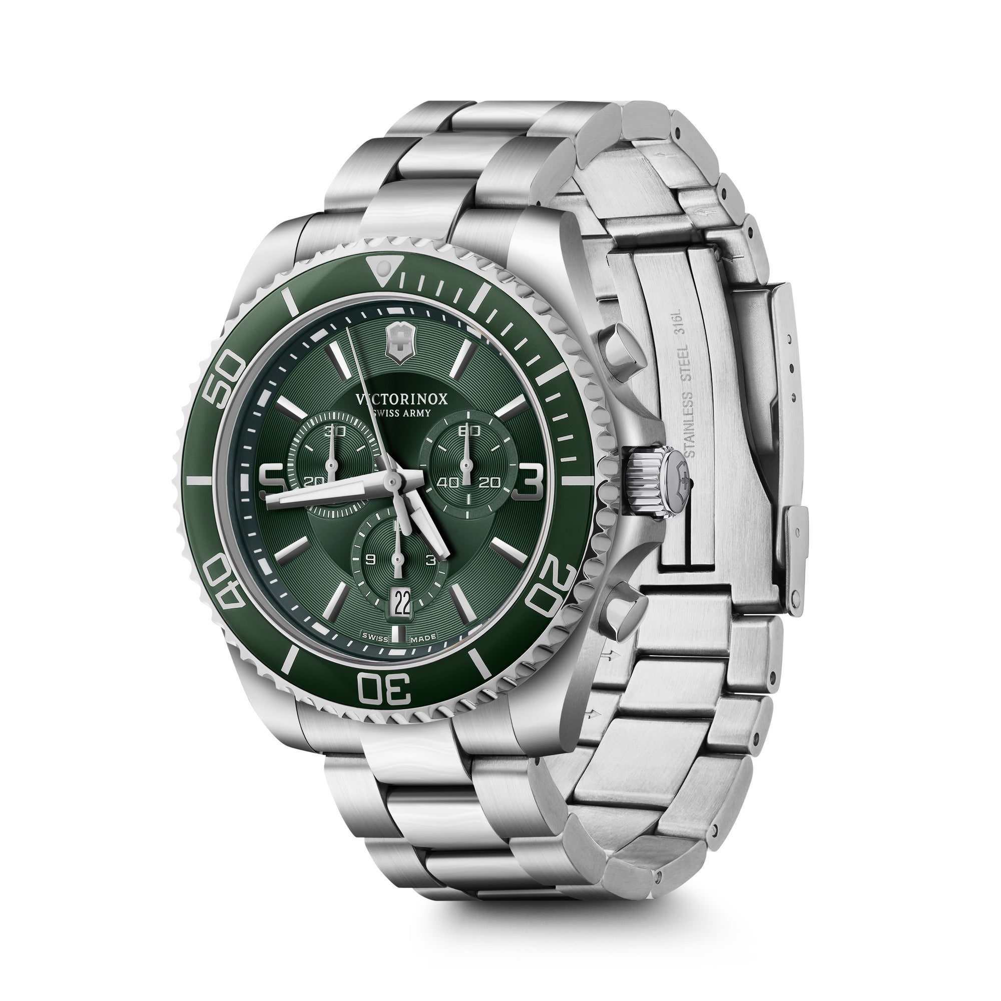 Victorinox Maverick Chronograph Watch - Green - Bracelet