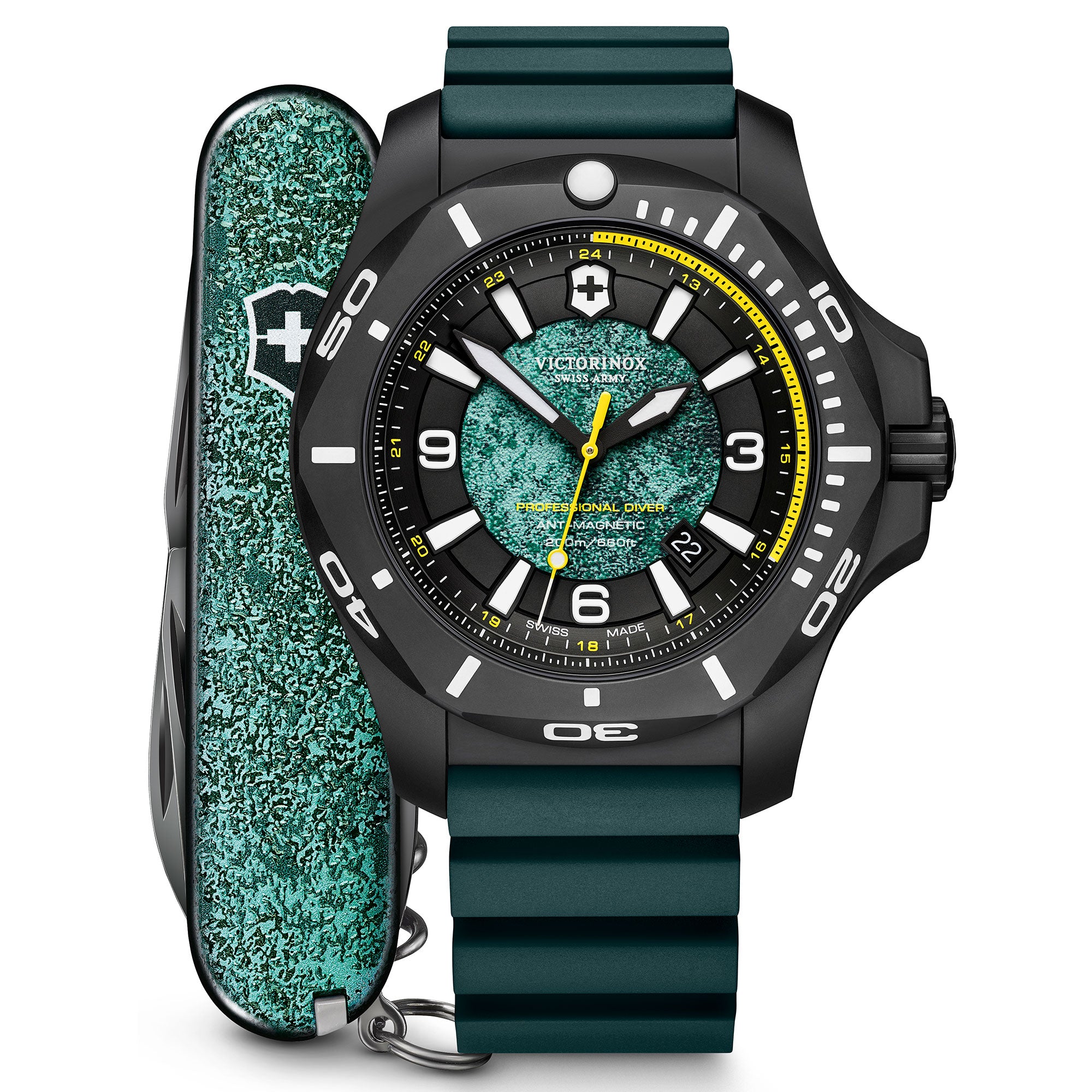Victorinox I.N.O.X. Professional Diver Ti LE Watch - Black - Green Rubber Strap