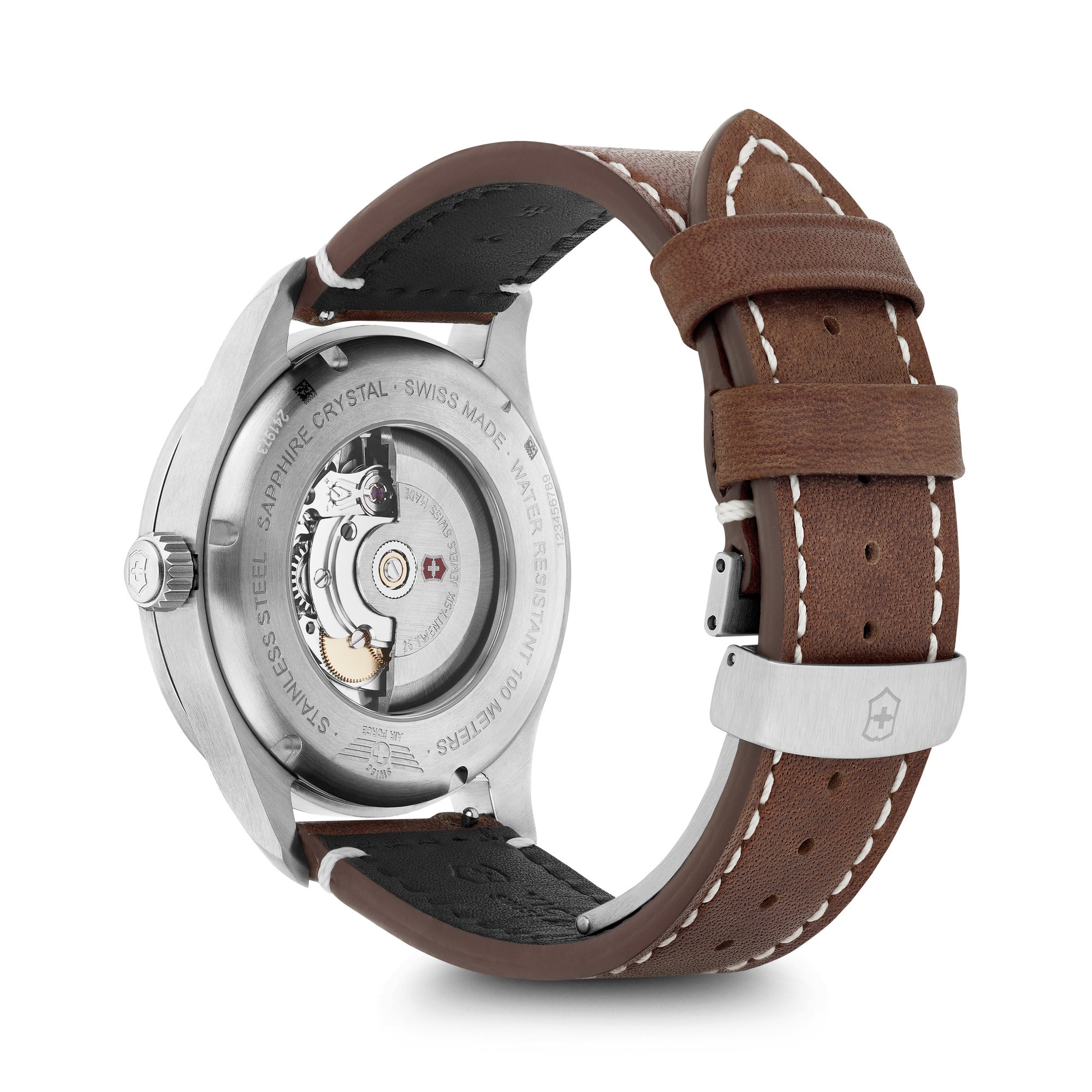 Victorinox Airboss Mechanical Watch - Black - Brown Leather