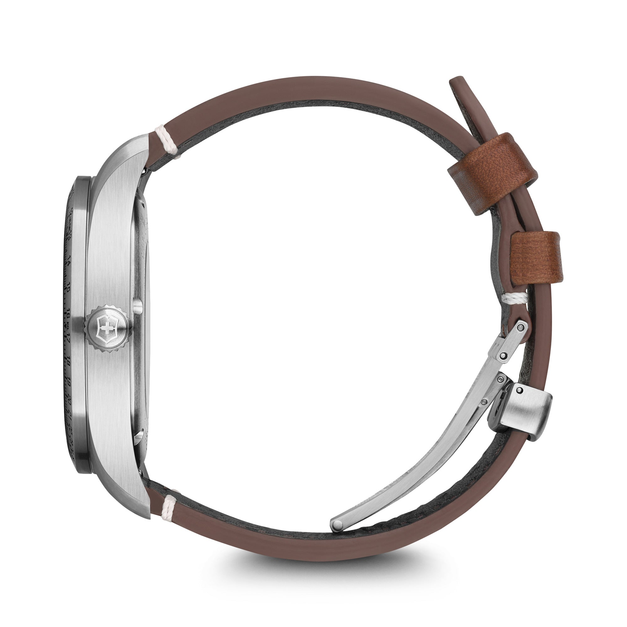 Victorinox Airboss Mechanical Watch - Black - Brown Leather