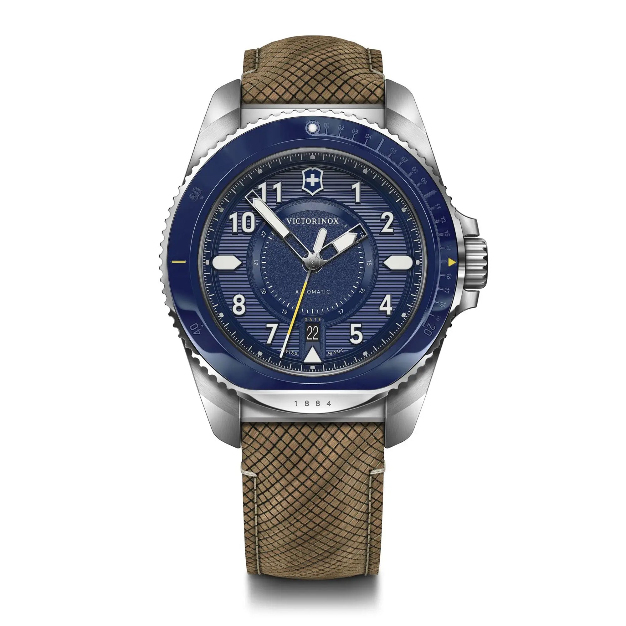 Victorinox Journey 1884 Auto Watch - Blue - Brown Structured Strap