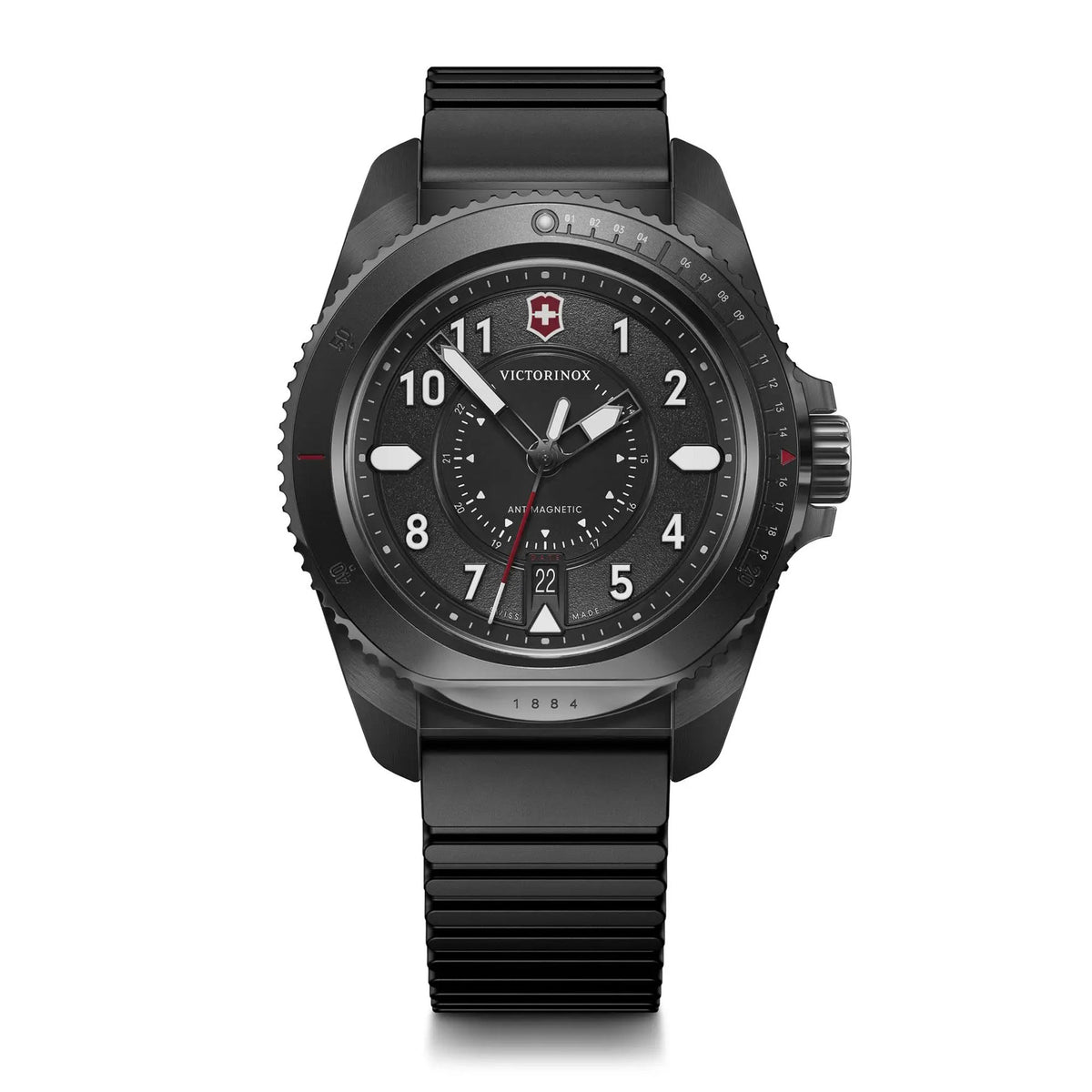 Victorinox Journey 1884 Black Dial on Black Rubber Strap