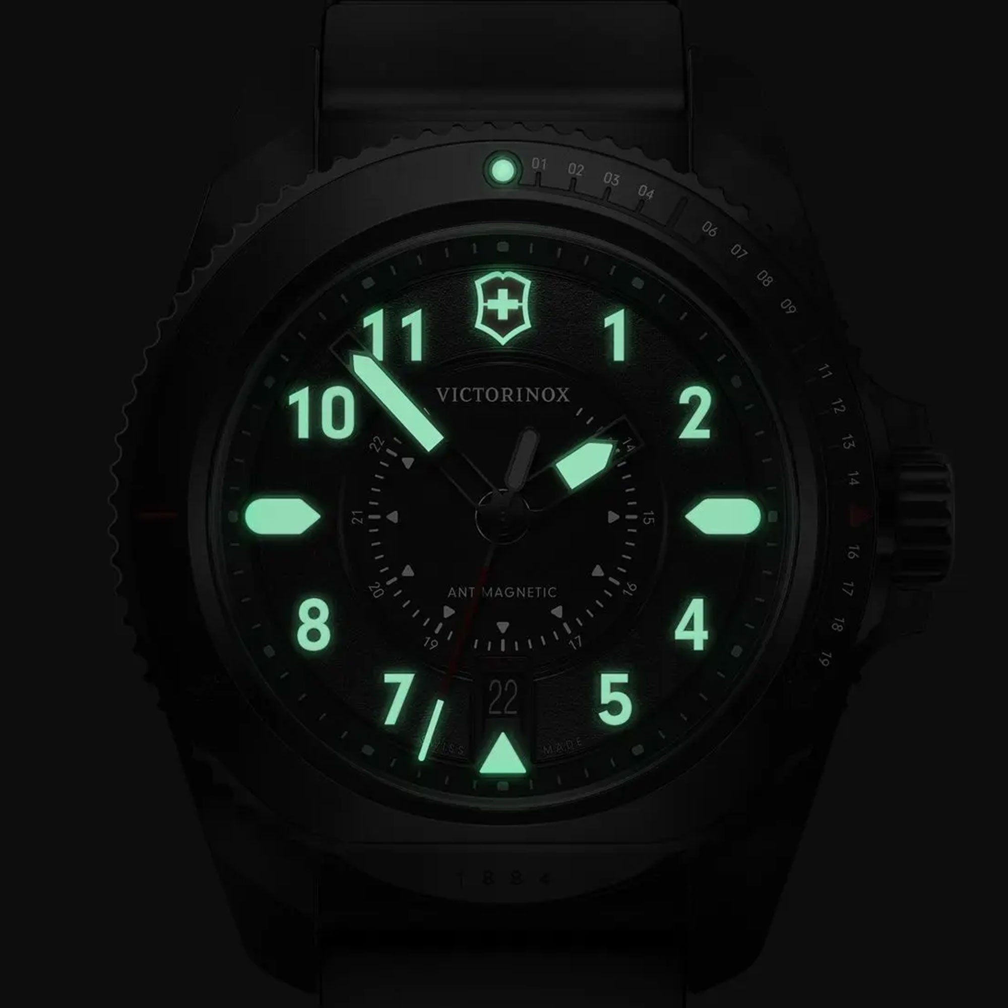 Victorinox Journey 1884 Watch - Black - Black Rubber Strap