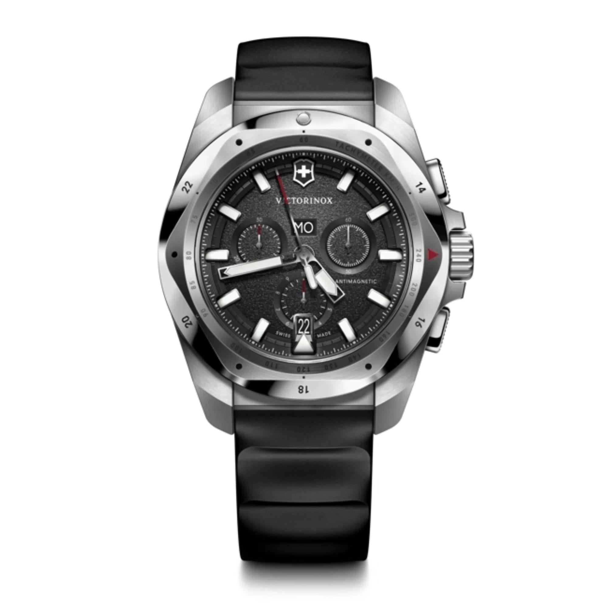 Victorinox I.N.O.X  Chrono Watch - S/s Case - Black - Rubber Strap