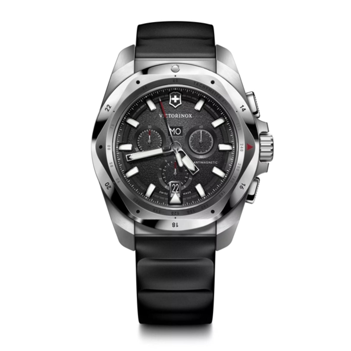 Victorinox I.N.O.X. Chronograph Stainless Steel Black Dial on Black Rubber Strap