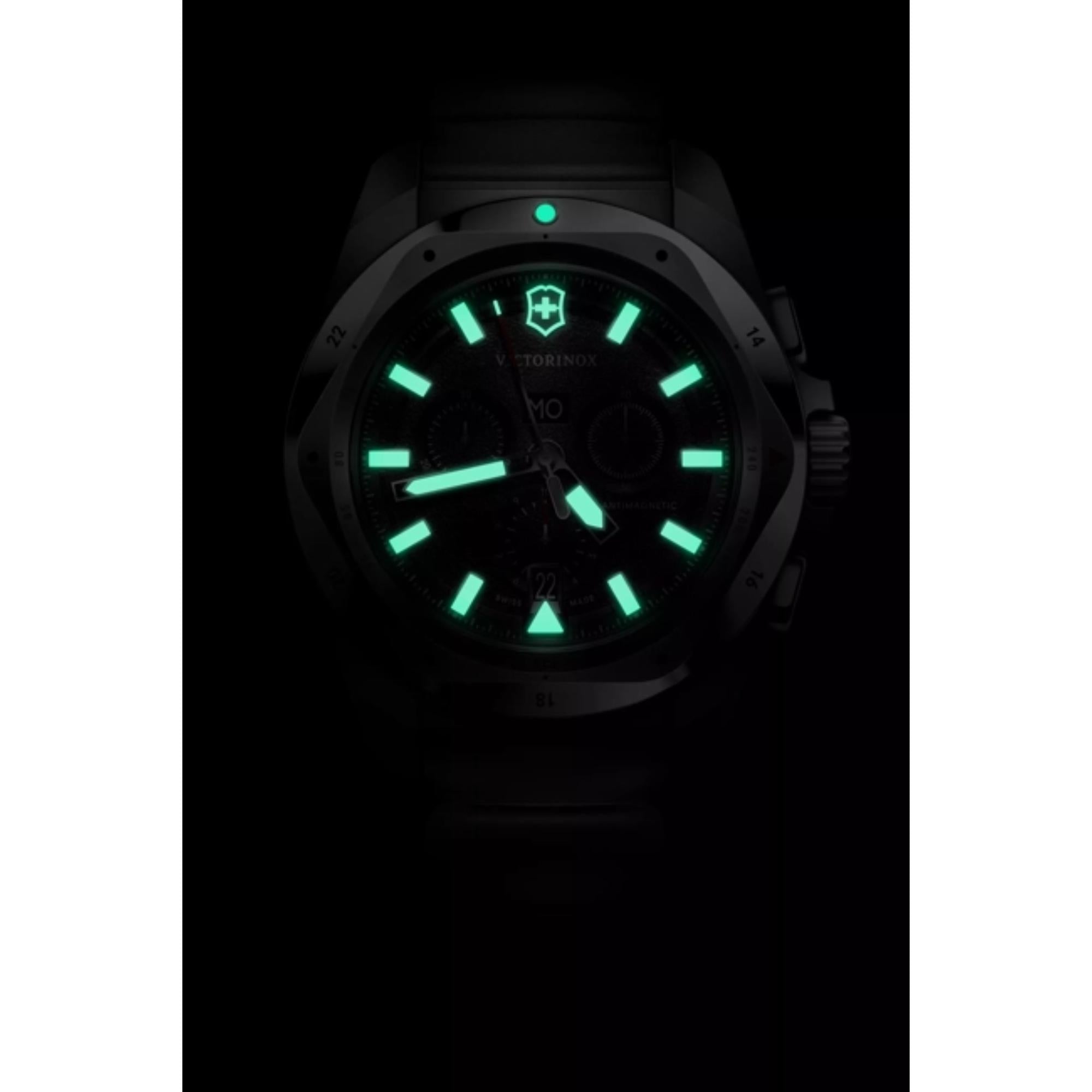 Victorinox I.N.O.X  Chrono Watch - S/s Case - Black - Rubber Strap