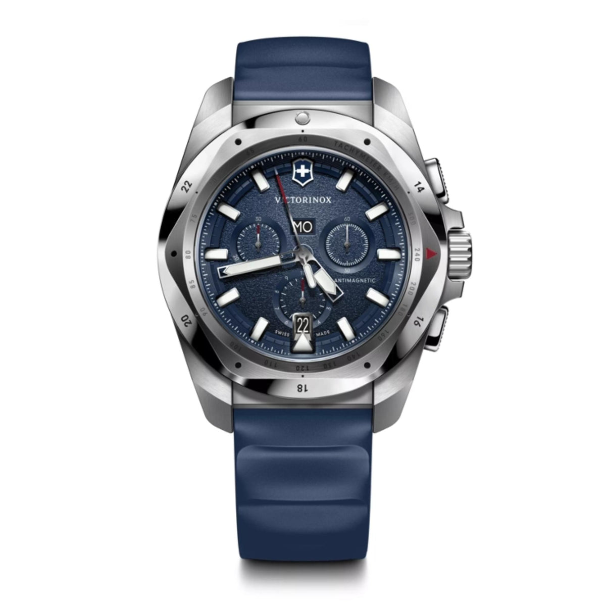 Victorinox I.N.O.X. Chronograph Stainless Steel Blue Dial on Blue Rubber Strap
