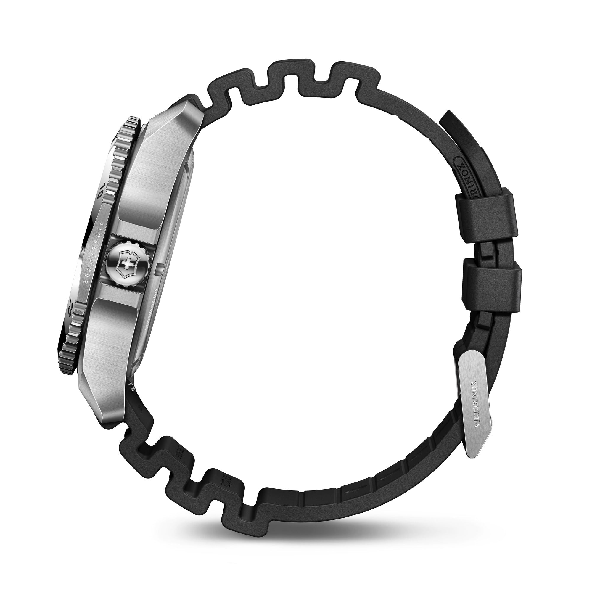 Victorinox Dive Pro Watch - Silver/Black - Black Rubber Strap