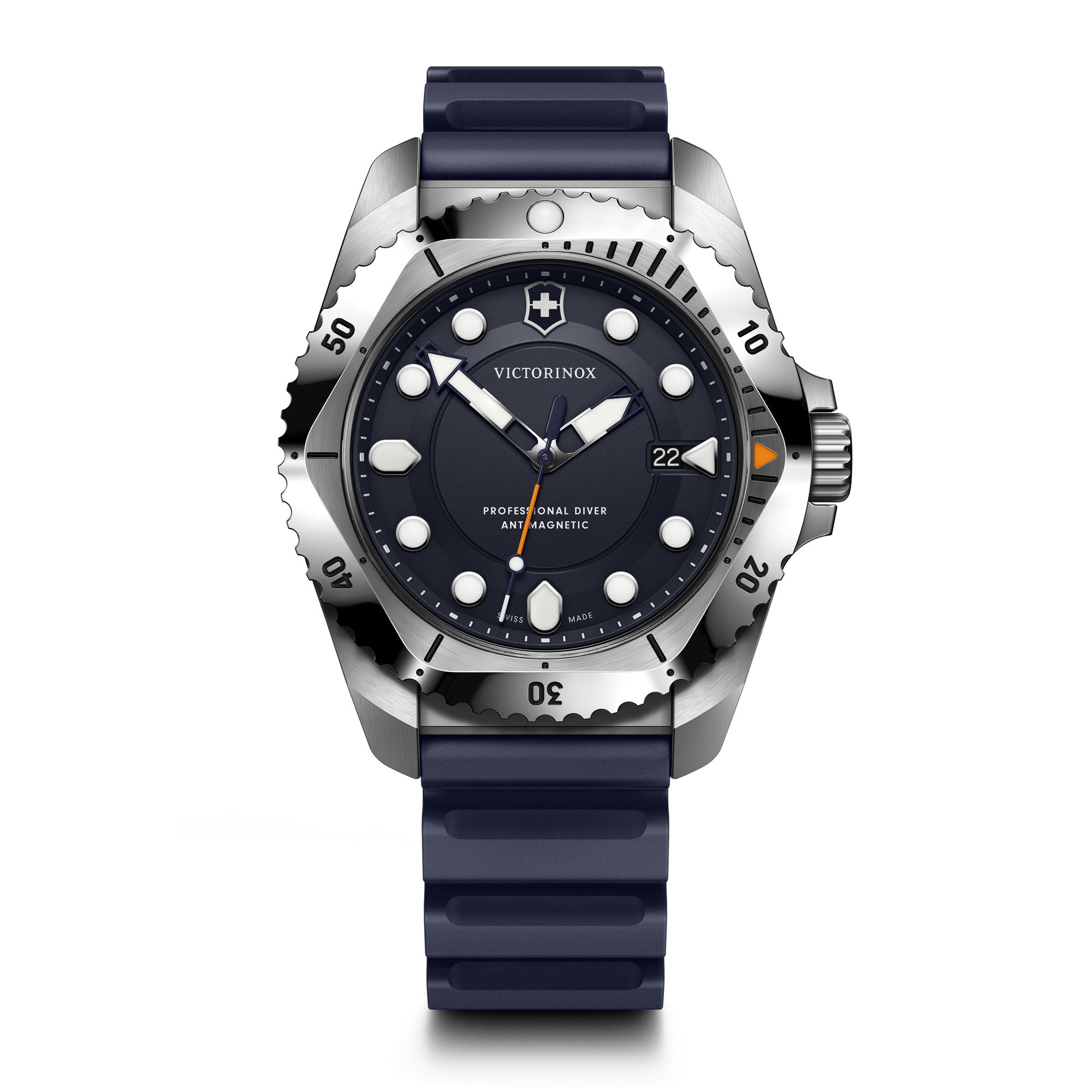 Victorinox Dive Pro Watch - Silver/Blue - Blue Rubber Strap