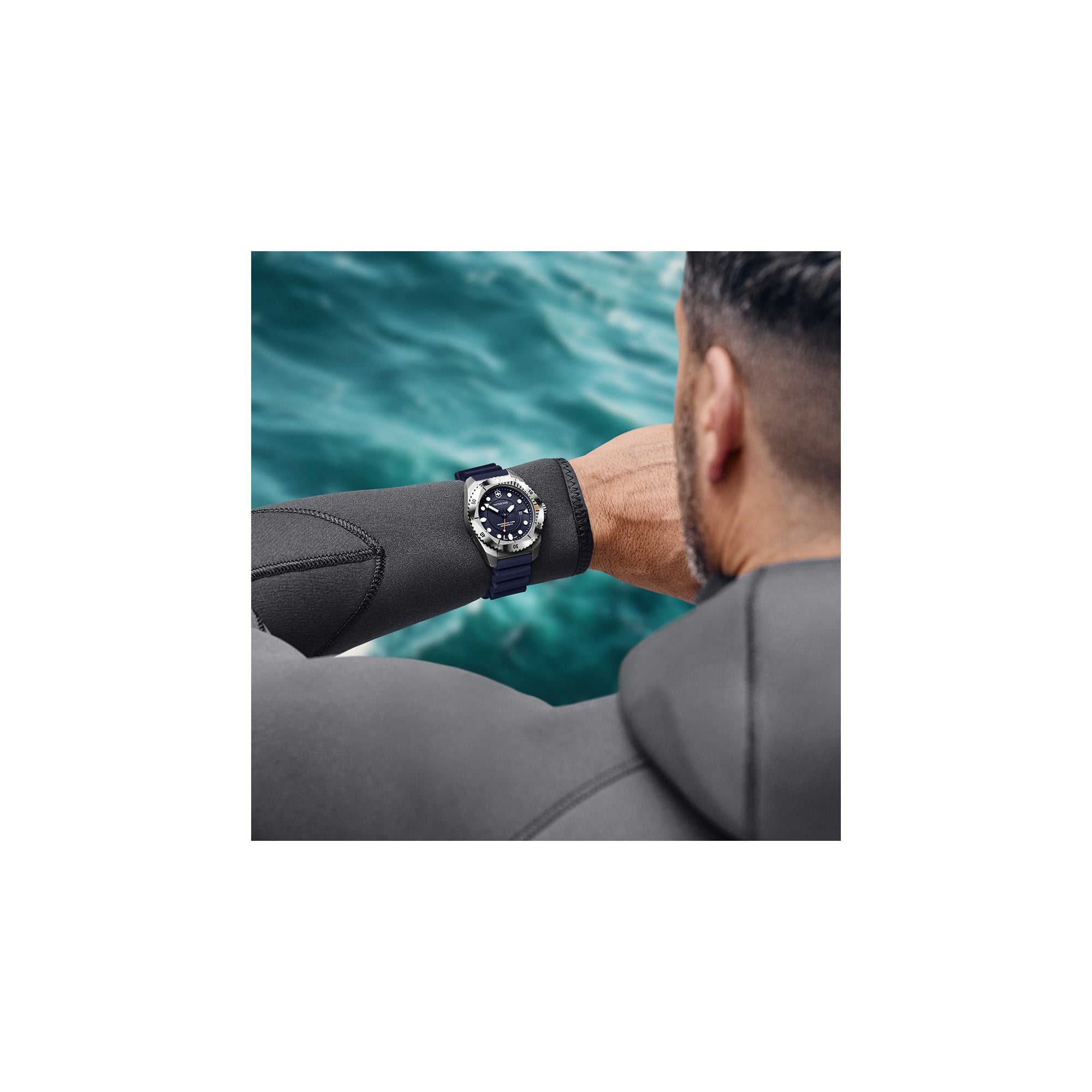 Victorinox Dive Pro Watch - Silver/Blue - Blue Rubber Strap