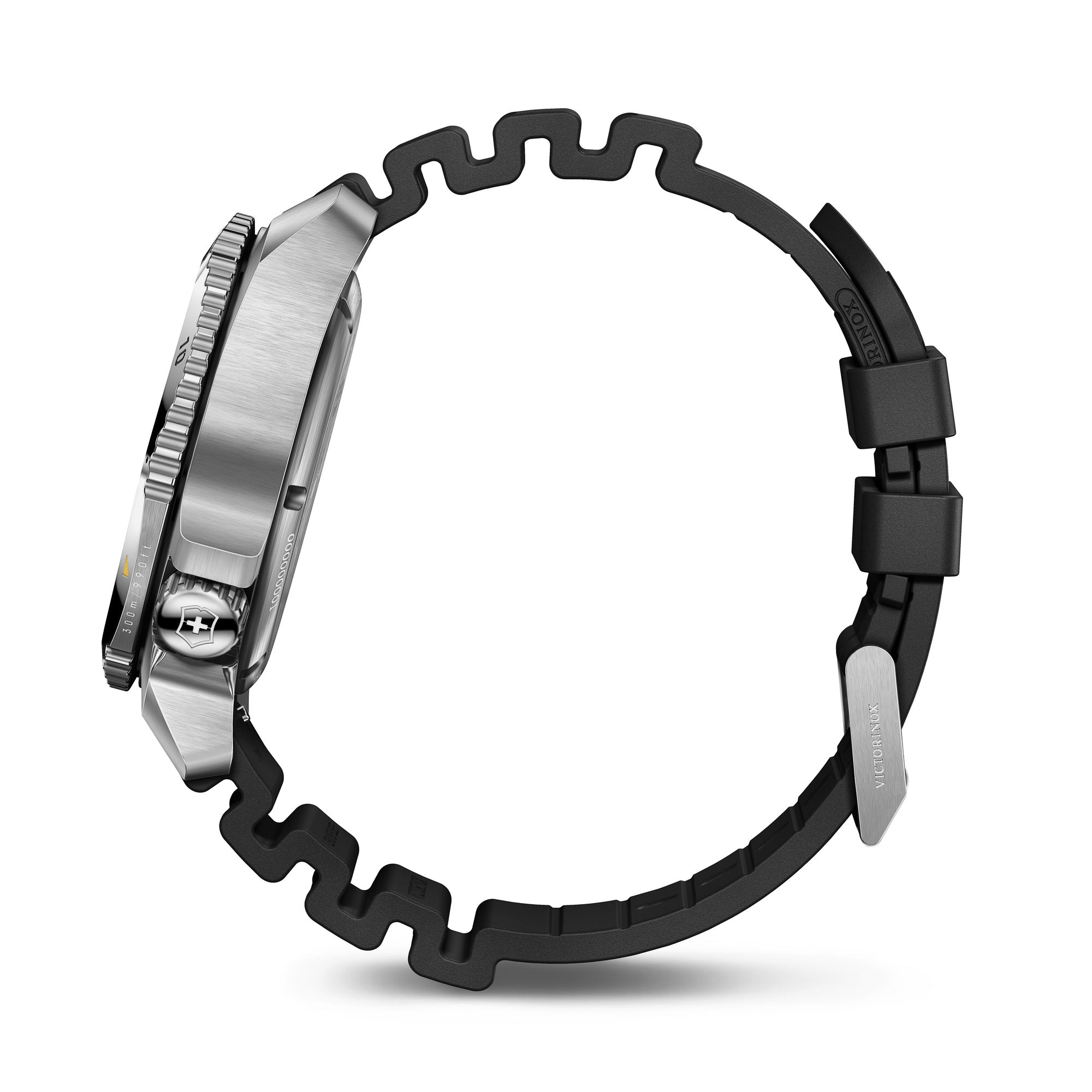 Victorinox Dive Pro Auto Watch - Silver/Black - Black Rubber Strap