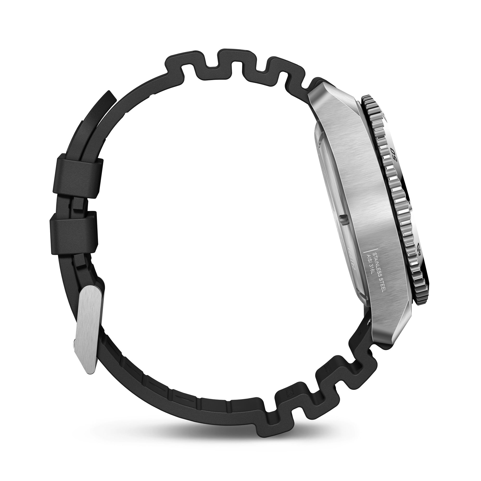 Victorinox Dive Pro Auto Watch - Silver/Black - Black Rubber Strap