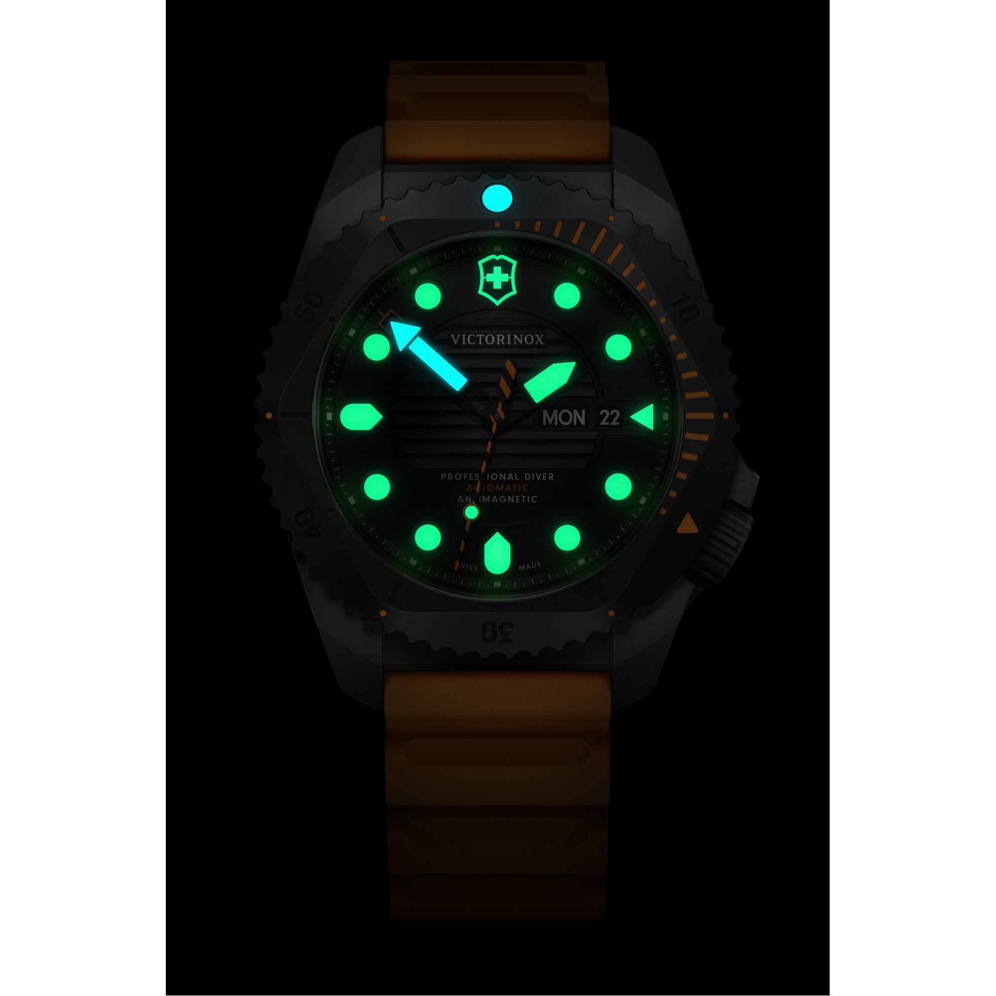 Victorinox Dive Pro Auto Watch - Grey/Black - Orange Rubber Strap
