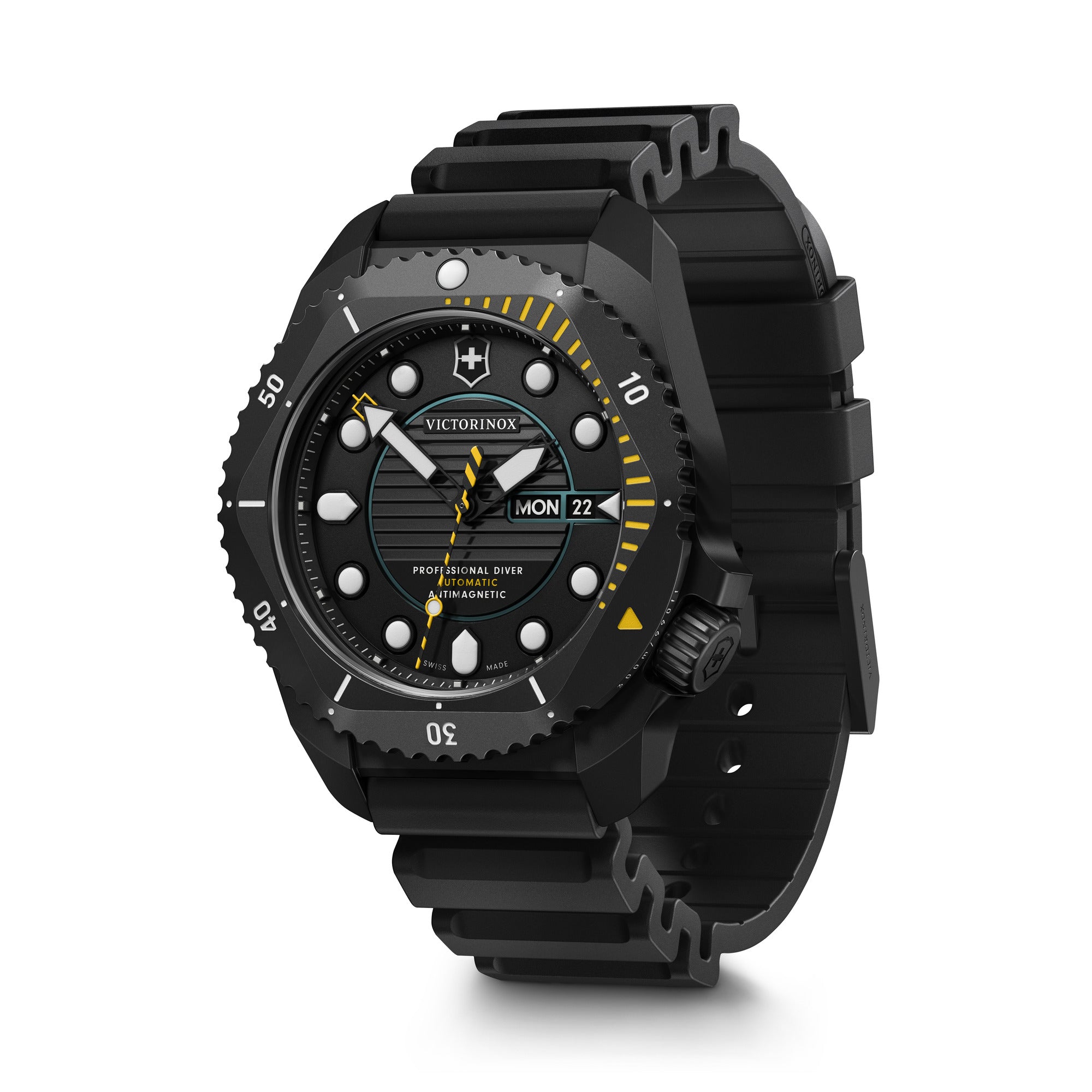 Victorinox Dive Pro Auto Watch - Black - Black Rubber Strap