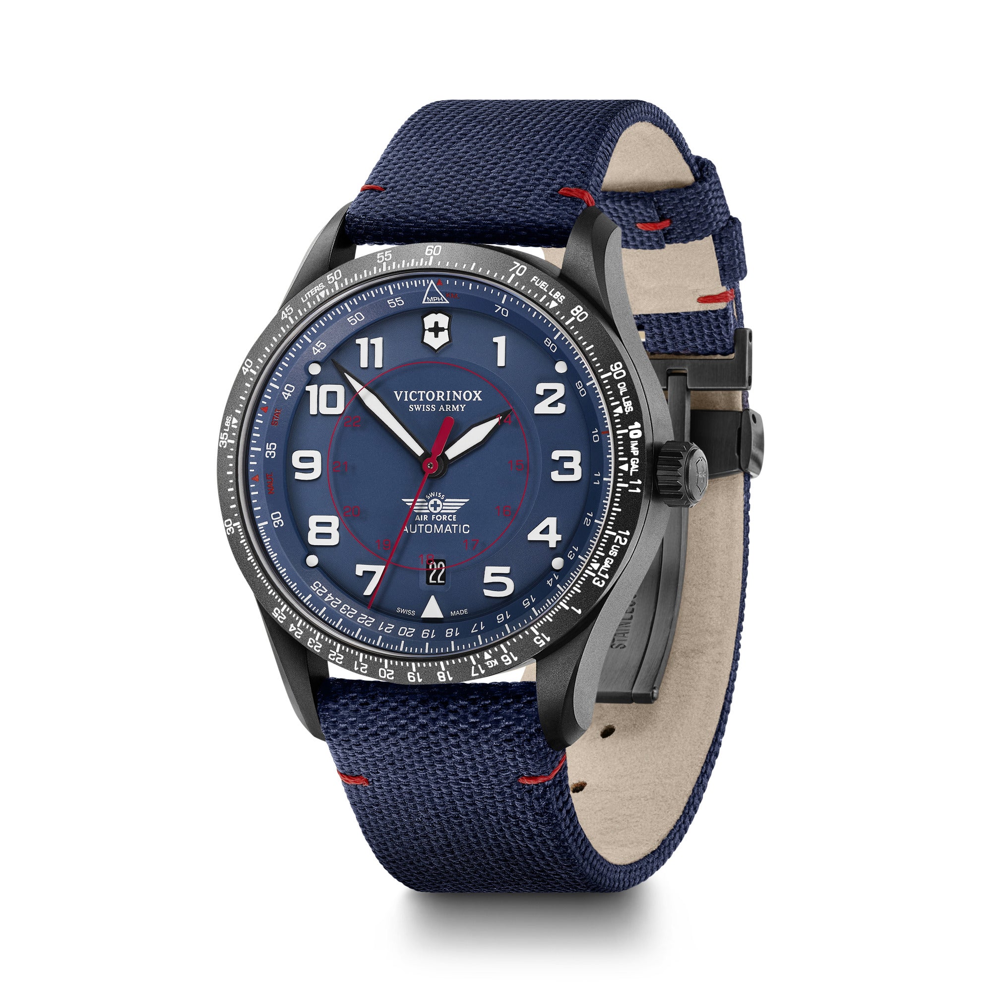Victorinox Airboss Mechanical Watch - Blue - Blue Nylon Strap