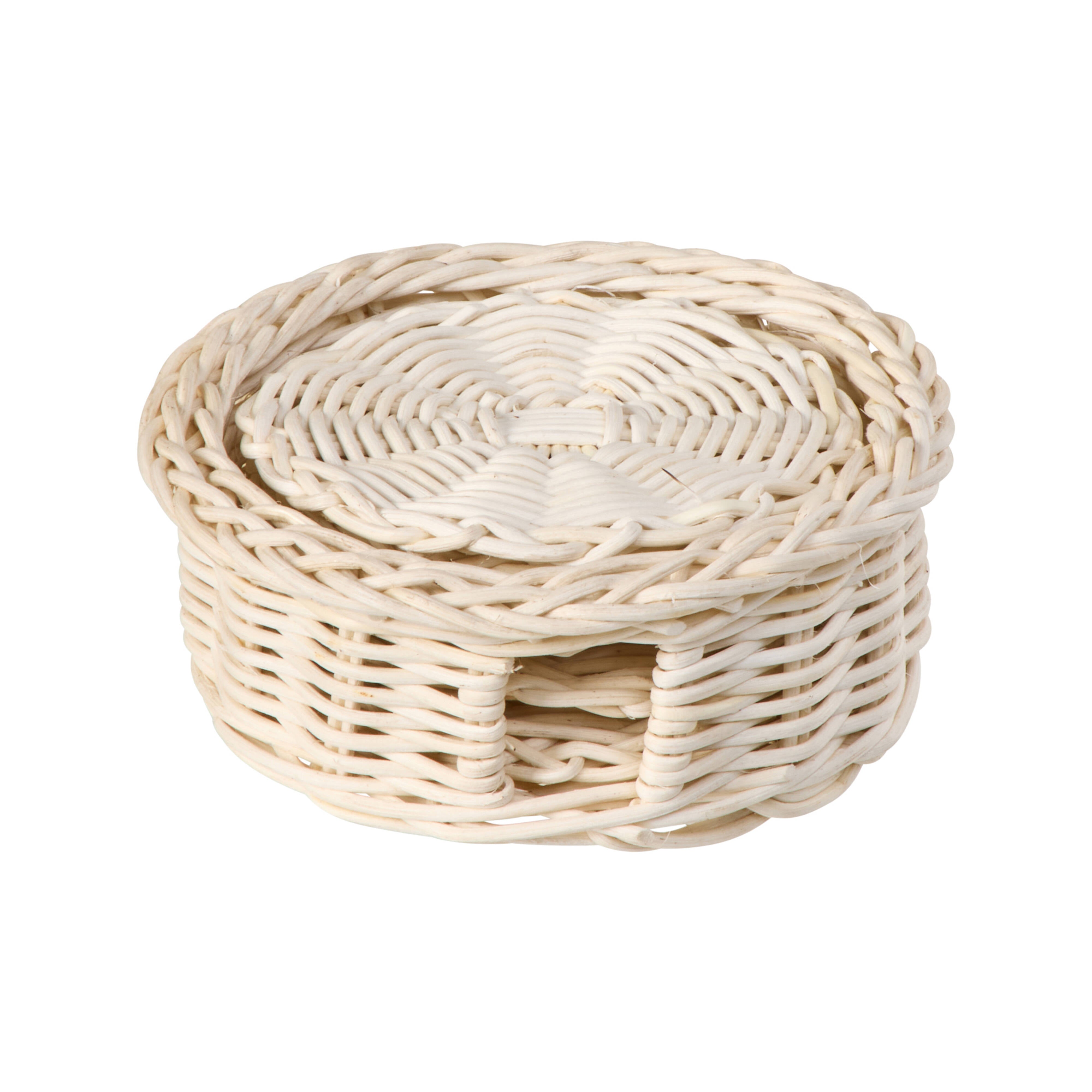 Amalfi Koro Rattan Coaster & Case 7 Piece Set White