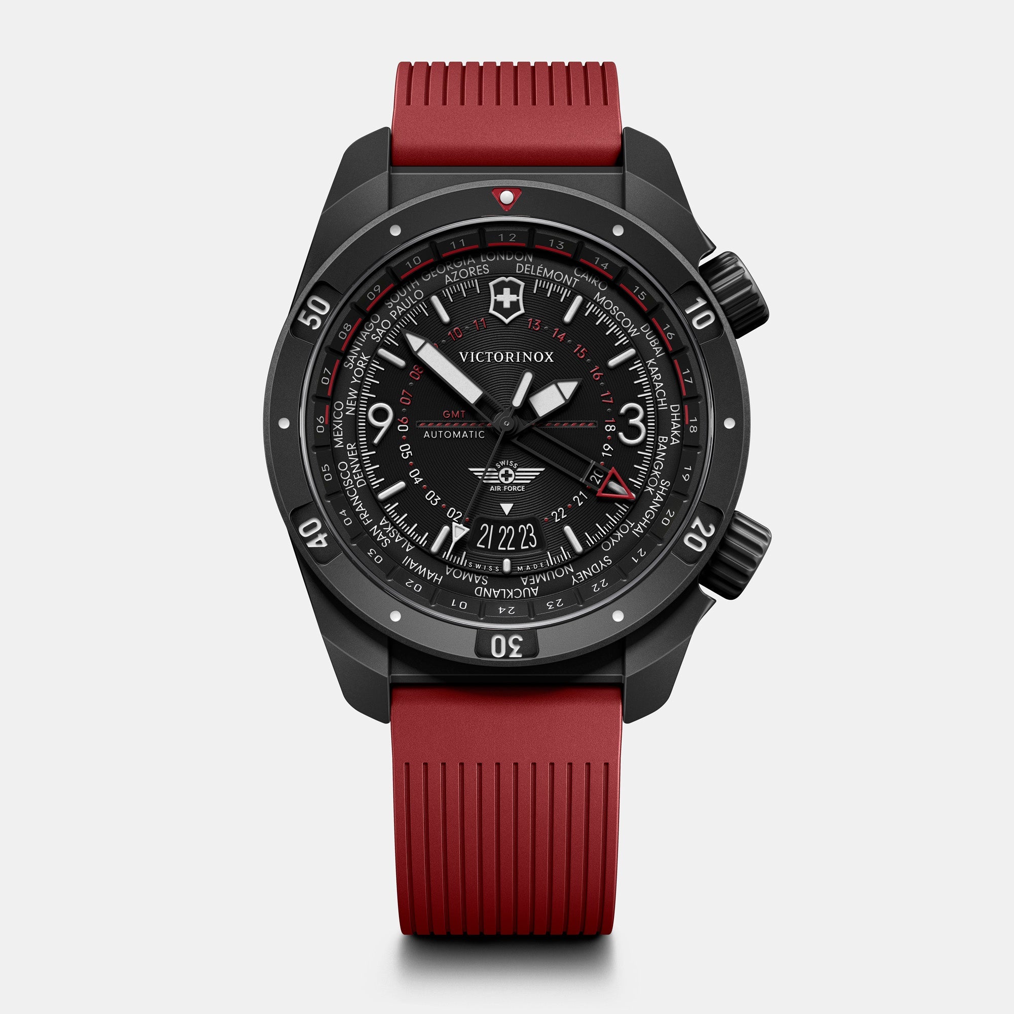 Victorinox Air Pro Automatic 43mm Black Dial Red Strap