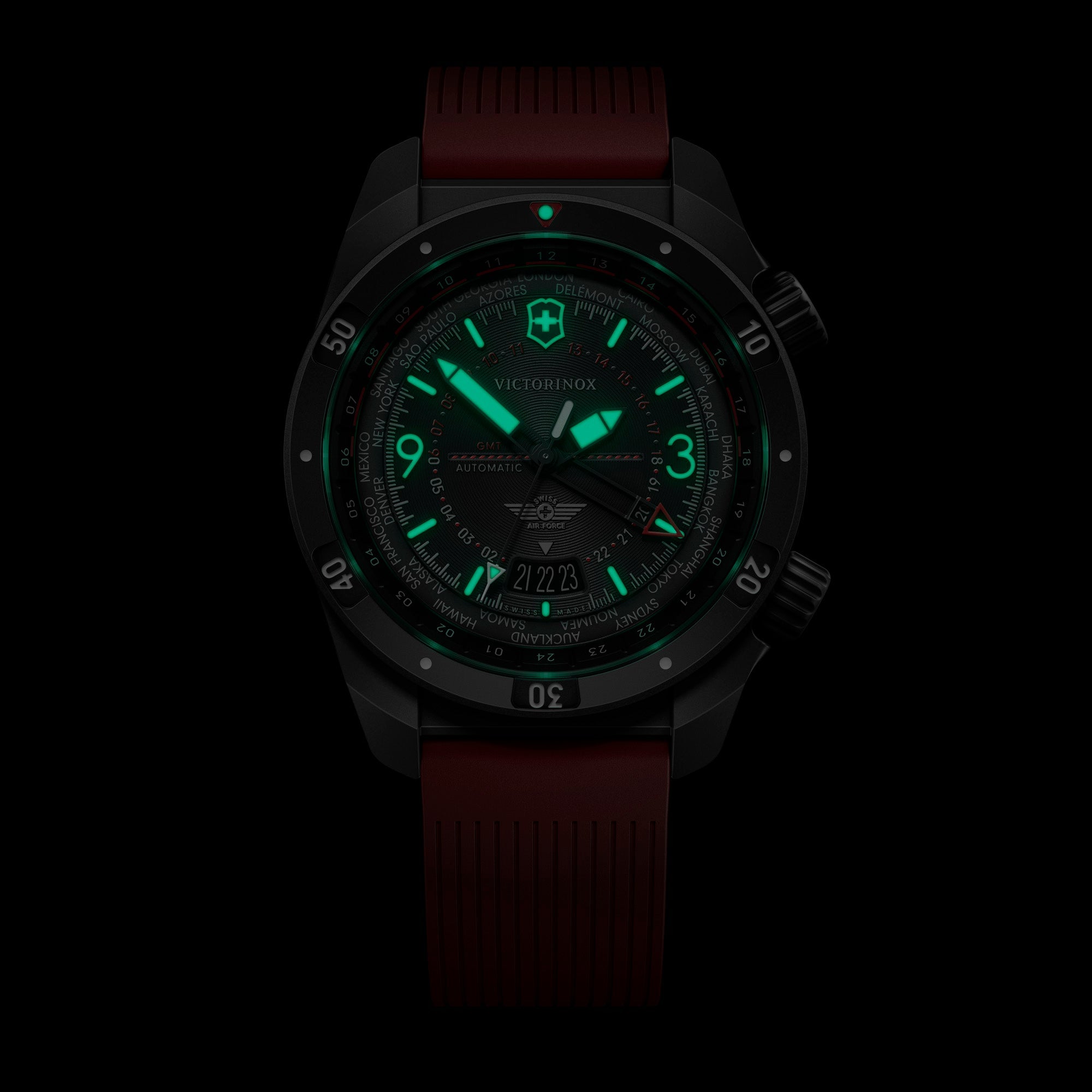 Victorinox Air Pro Automatic 43mm Black Dial Red Strap
