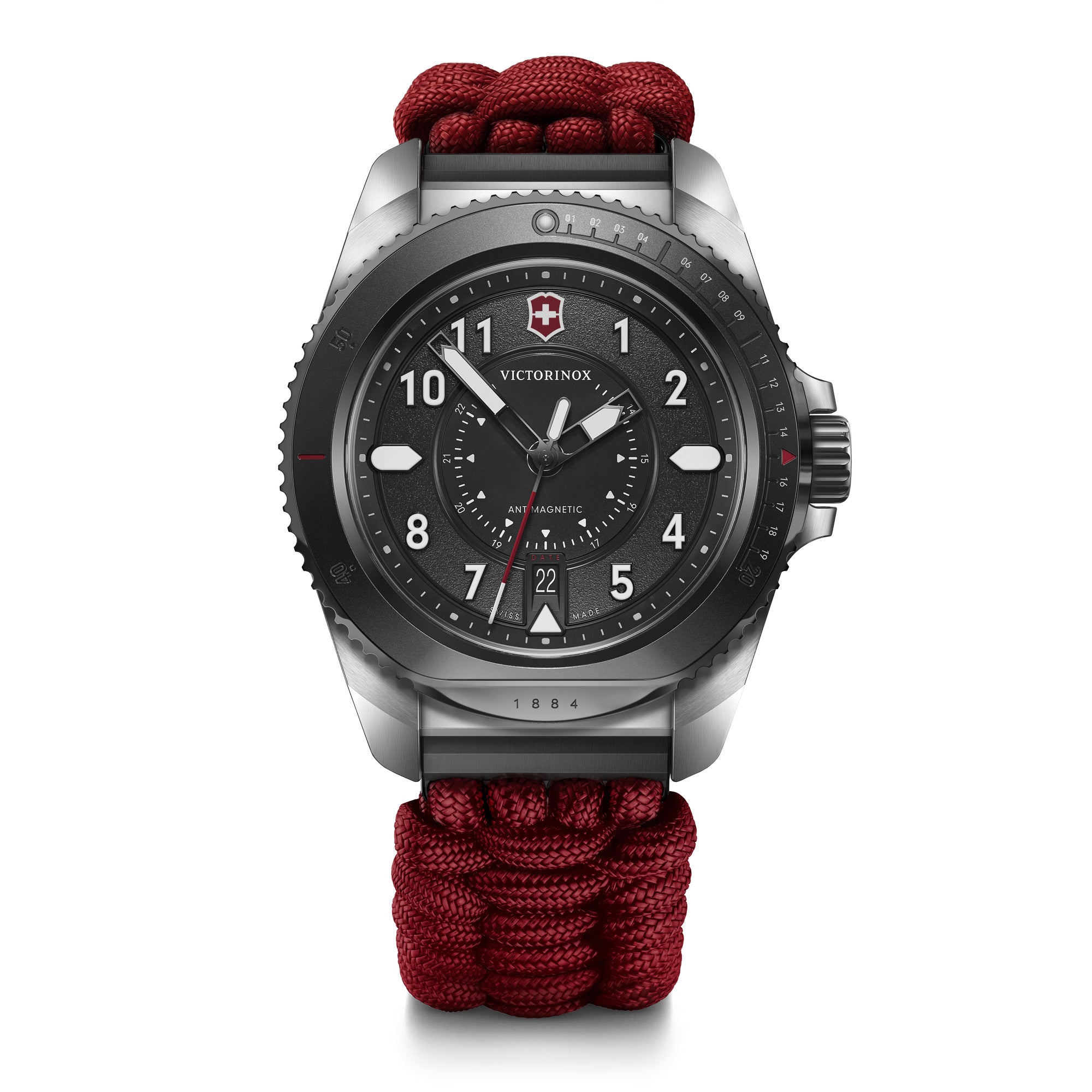 Victorinox Journey 1884 Watch S/s Case - Black - Red Paracord Strap