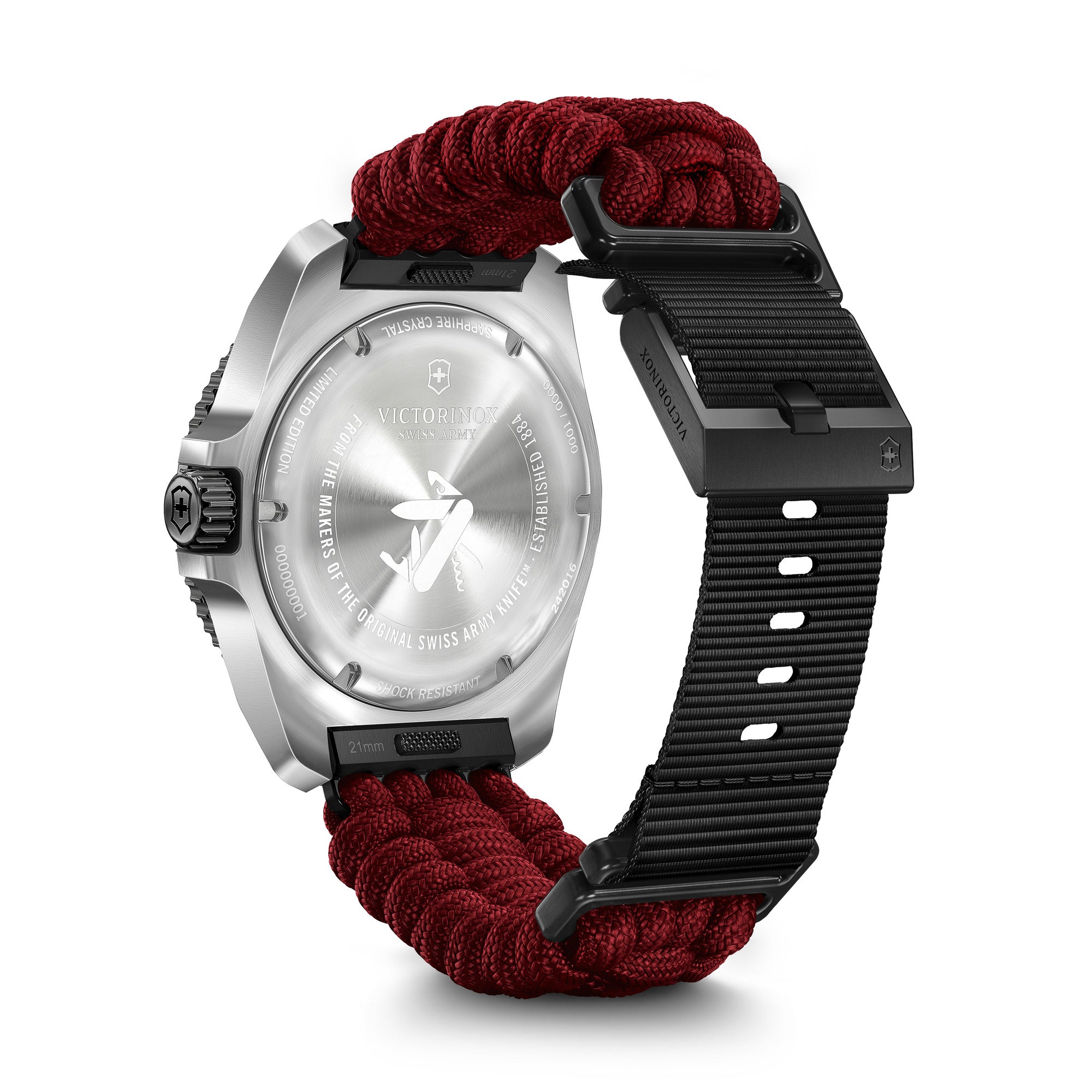Victorinox Journey 1884 Watch S/s Case - Black - Red Paracord Strap