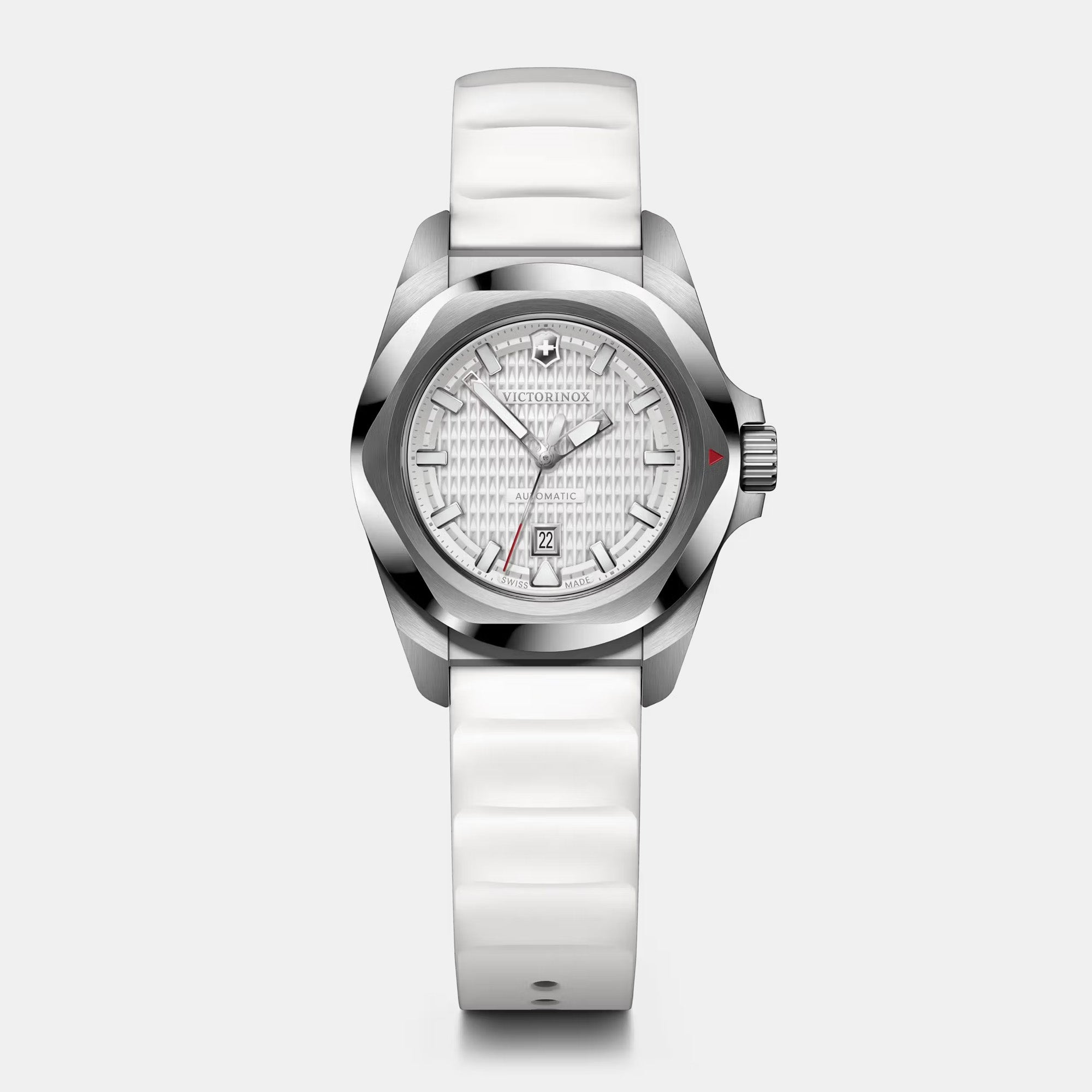 Victorinox I.N.O.X. Small Automatic 32 White Rubber Strap - White Dial