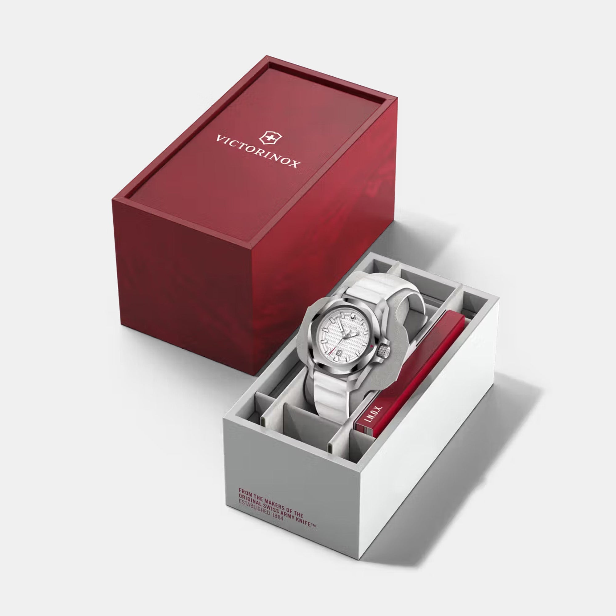 Victorinox I.N.O.X. Small Automatic 32 White Rubber Strap - White Dial