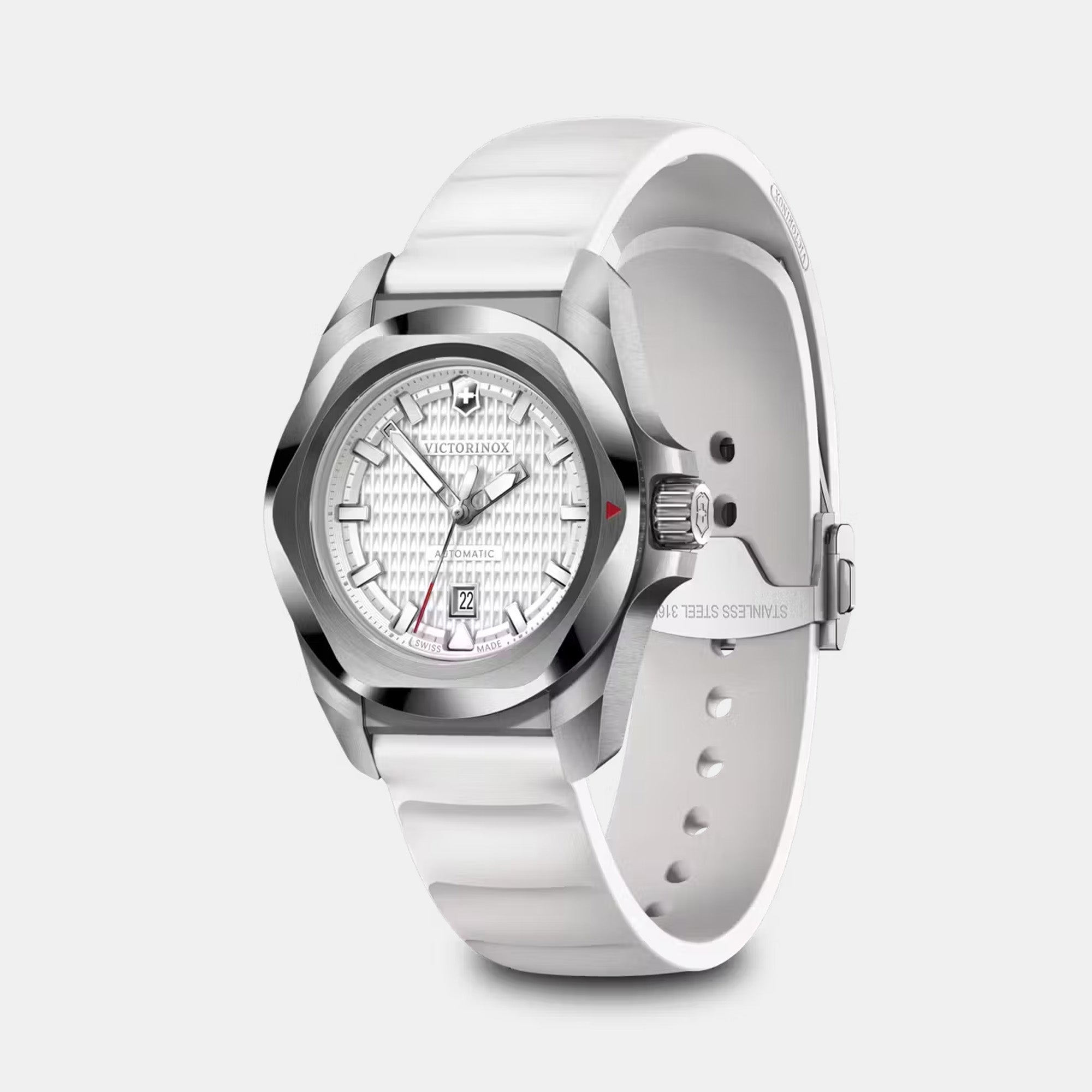 Victorinox I.N.O.X. Small Automatic 32 White Rubber Strap - White Dial