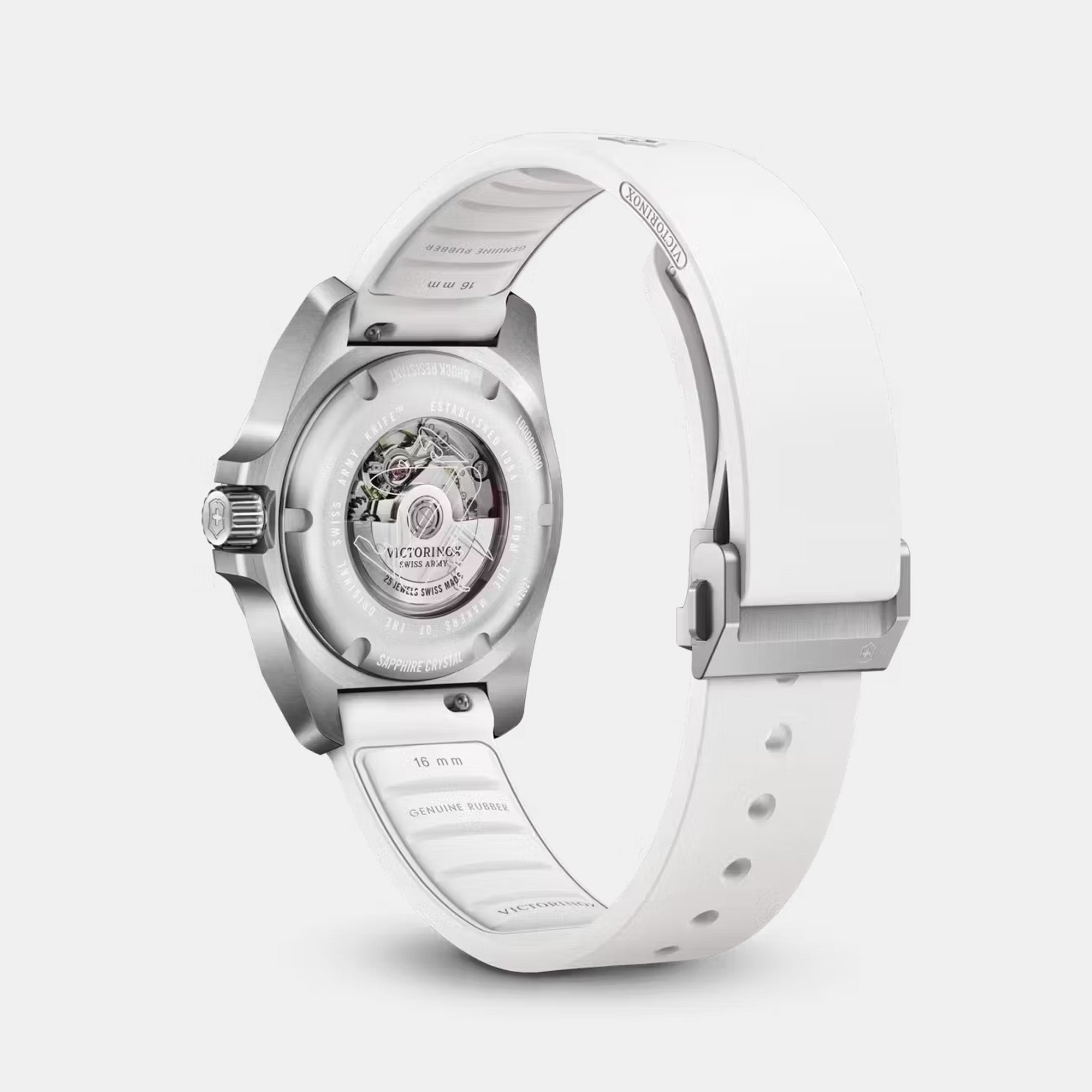 Victorinox I.N.O.X. Small Automatic 32 White Rubber Strap - White Dial