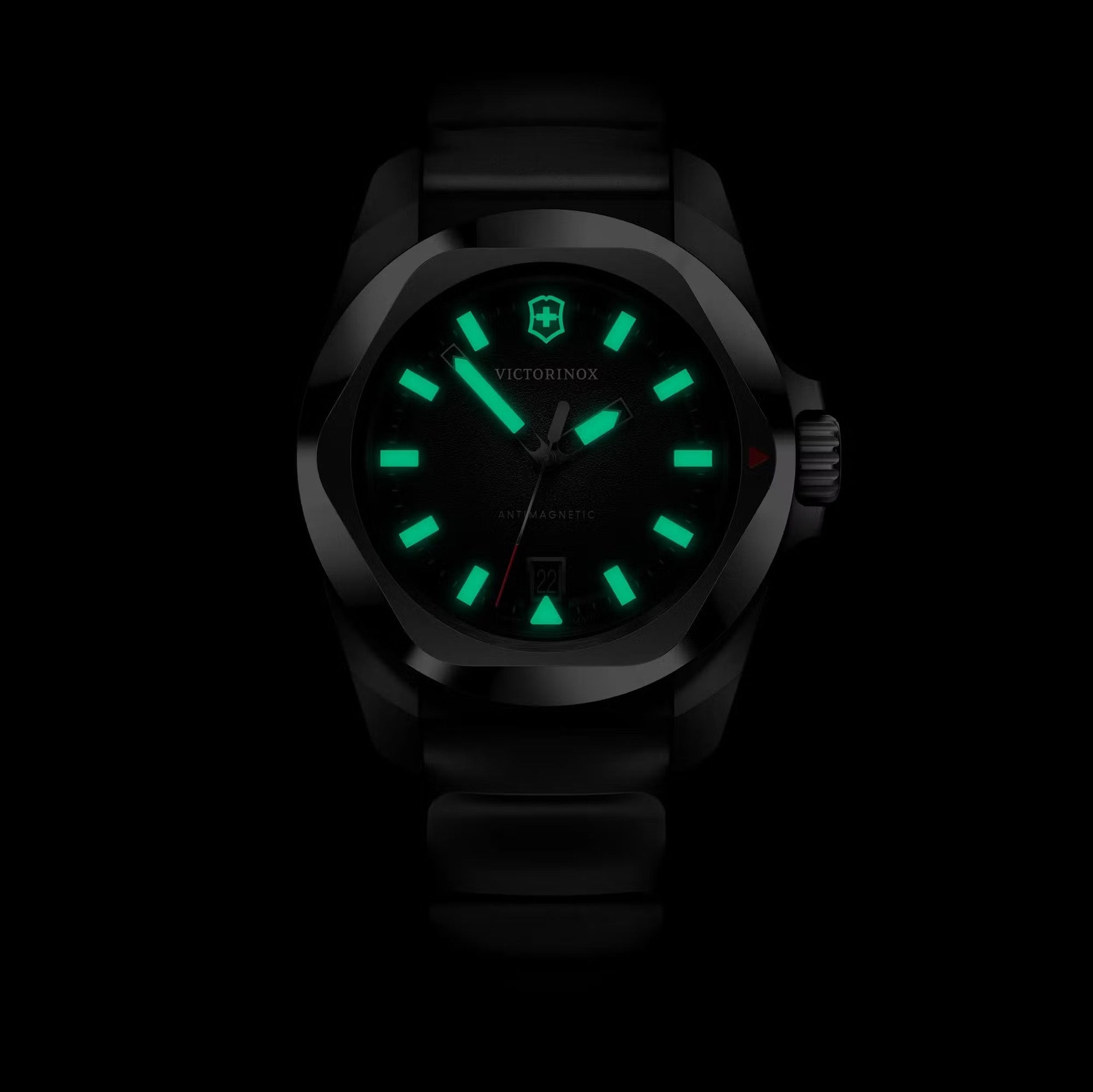 Victorinox I.N.O.X. 41mm Black Rubber Strap - Black Dial