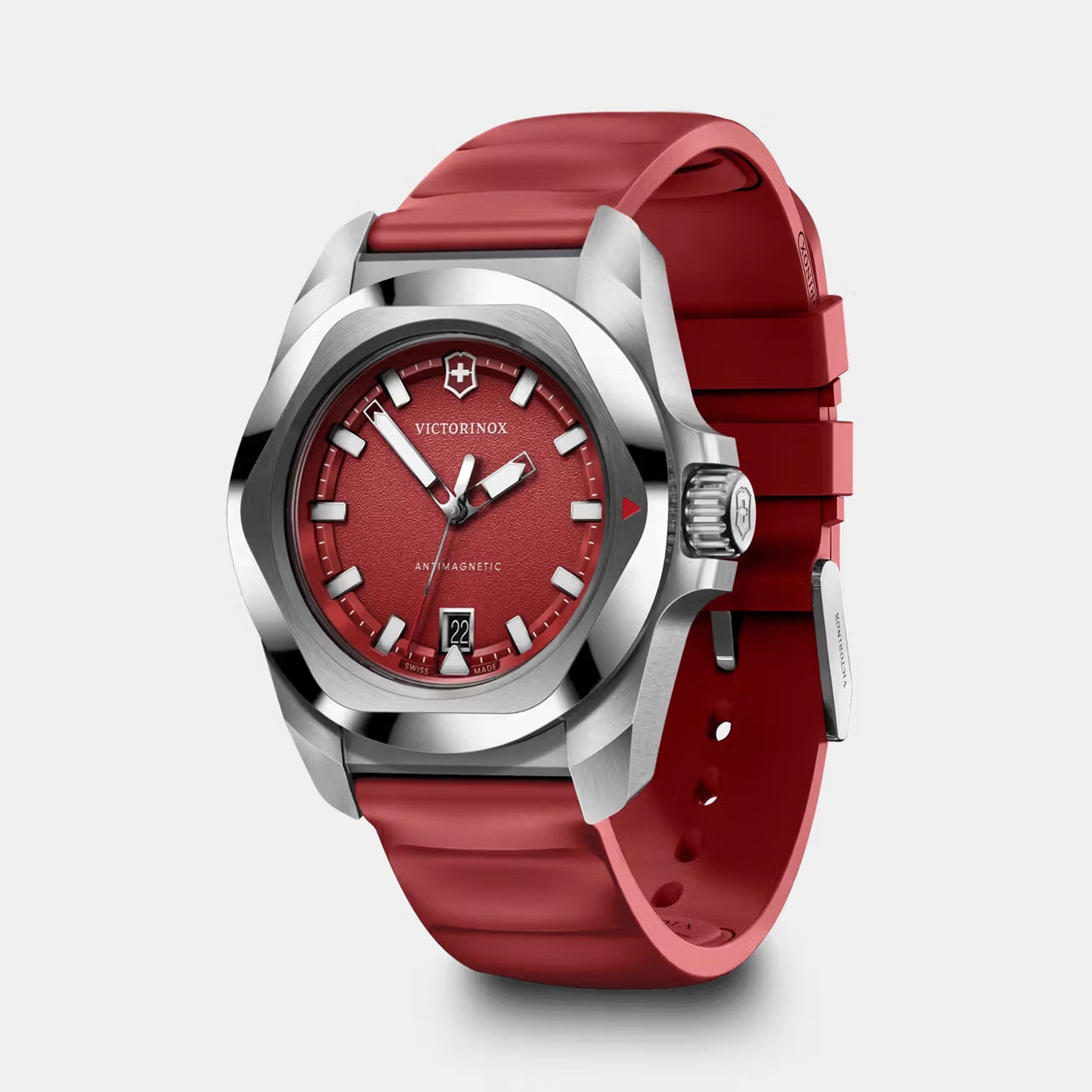 Victorinox I.N.O.X. 41mm Red Rubber Strap - Red Dial