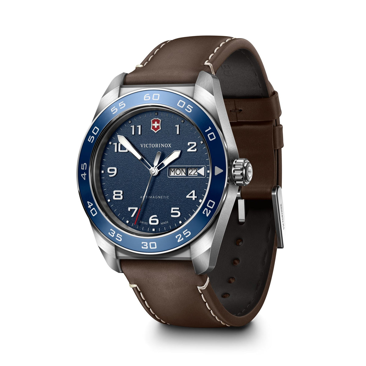 Victorinox Swiss Army Blue Dial on Brown Leather Strap
