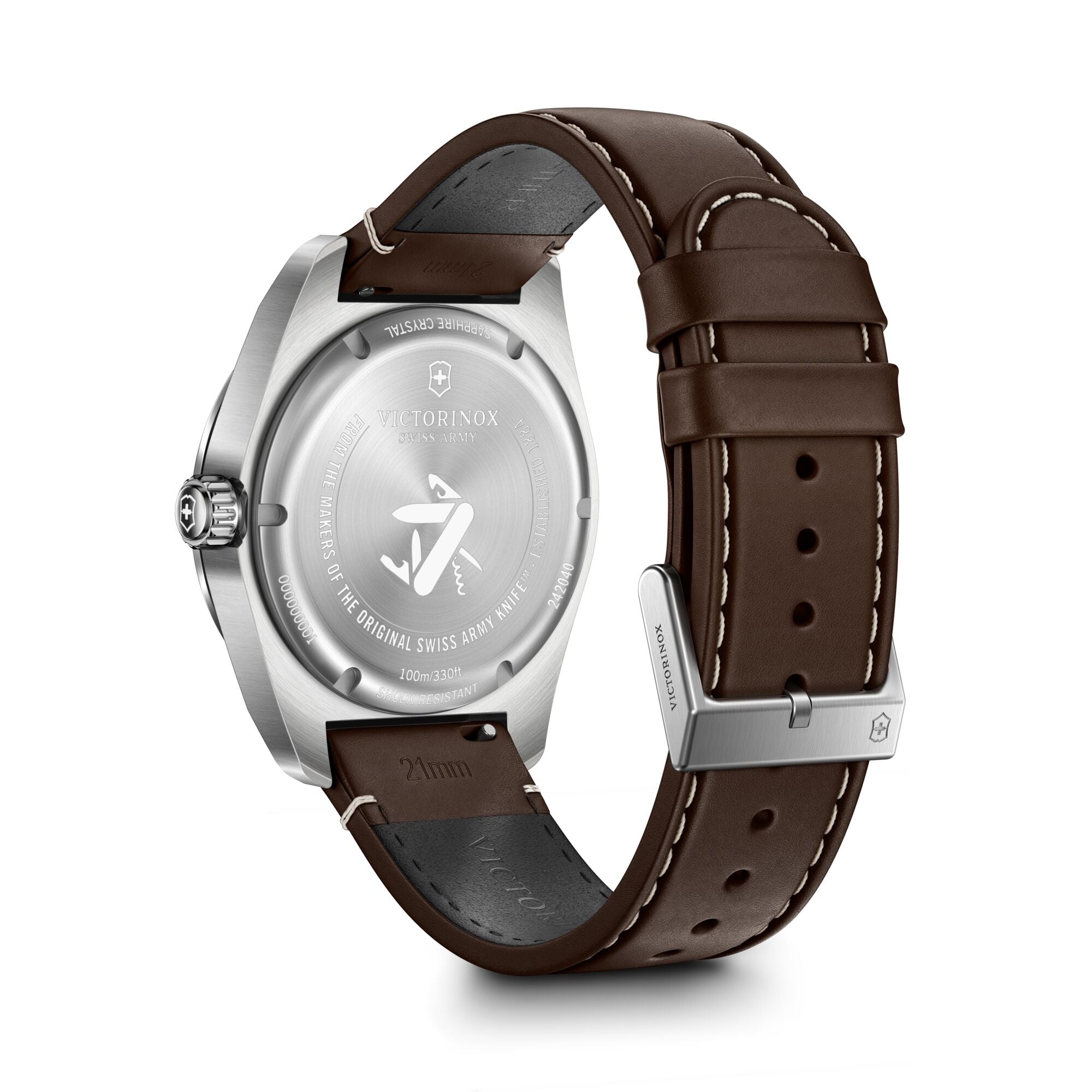 Victorinox Swiss Army 42mm Brown Leather Strap - Blue Dial