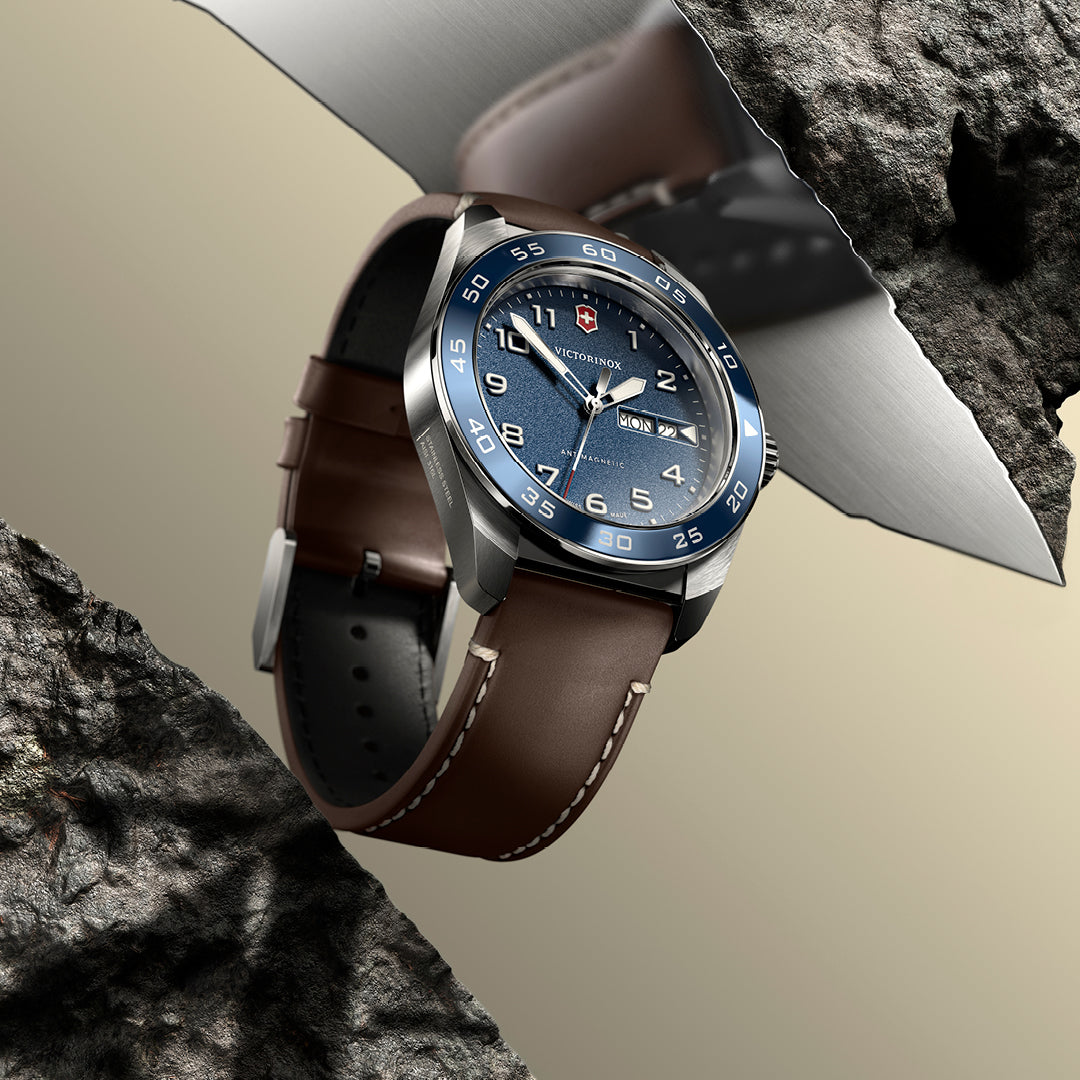 Victorinox Swiss Army 42mm Brown Leather Strap - Blue Dial